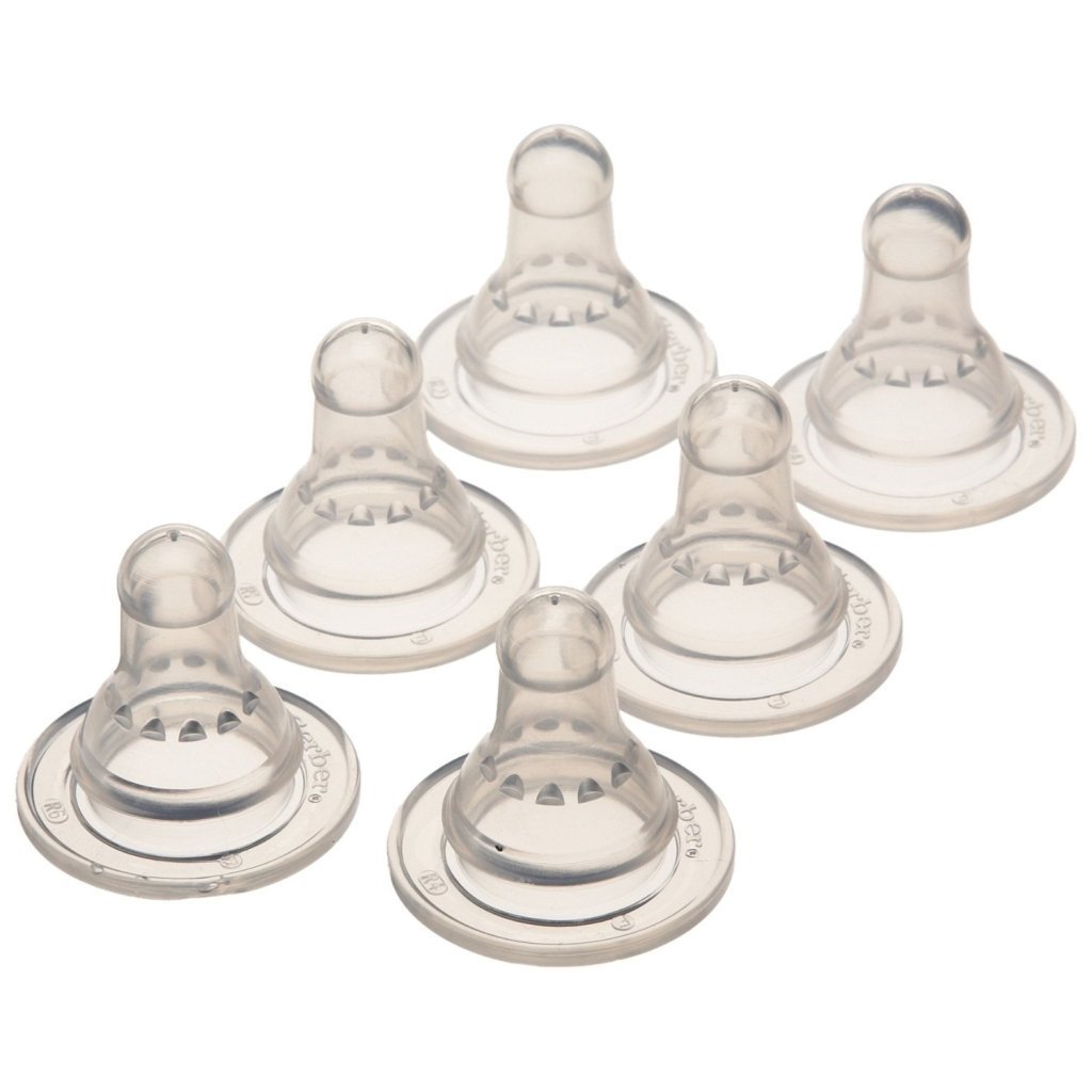 GerberFirst Essential 6 Pack Silicone Nipples, Fast Flow