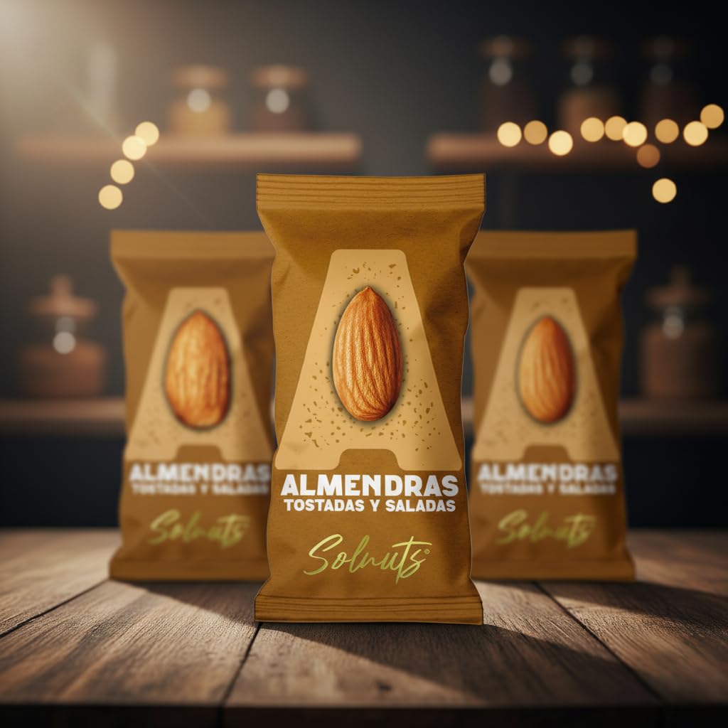 Solnuts Mini – Frutos Secos Tostados con Piel – Almendras o Pistachos – Estuche 20 Bolsas de 30 g (Almendra Tostada)