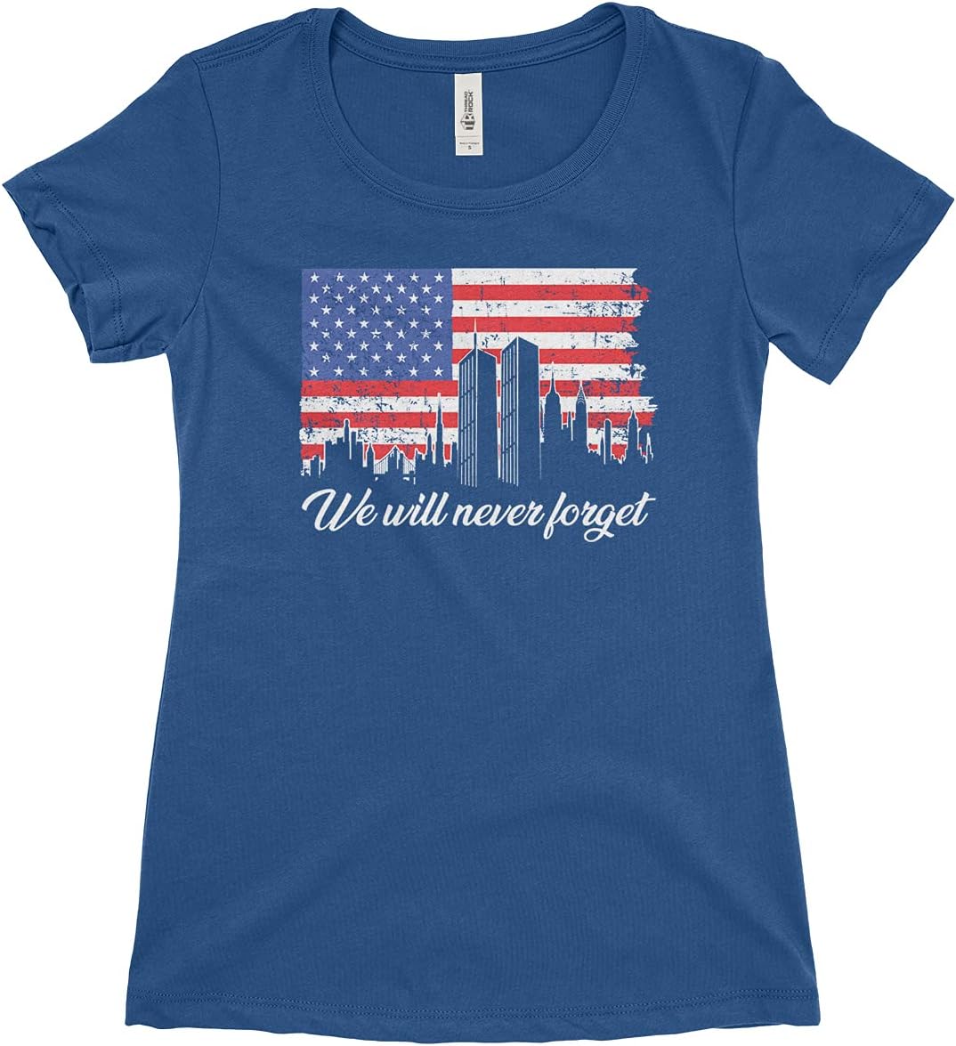 Threadrock Women's We Will Never Forget 9/11 T-Shirt
