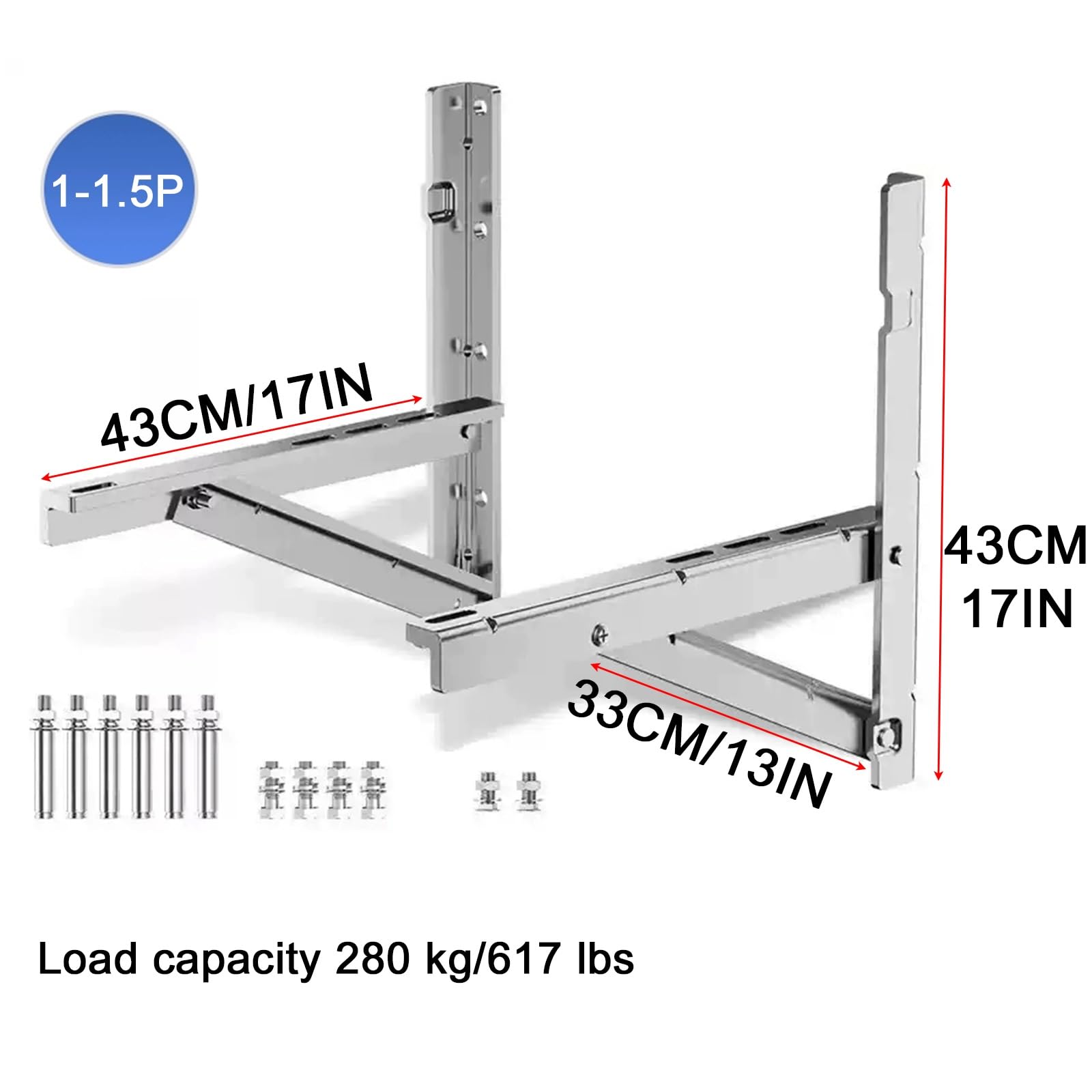 Soporte de Montaje en Pared Exterior, Soportes de Aire Acondicionado de Acero Inoxidable Inoxidable para Sistemas de Aire Acondicionado, Carga Máxima: 380 kg(43x43x33cm)