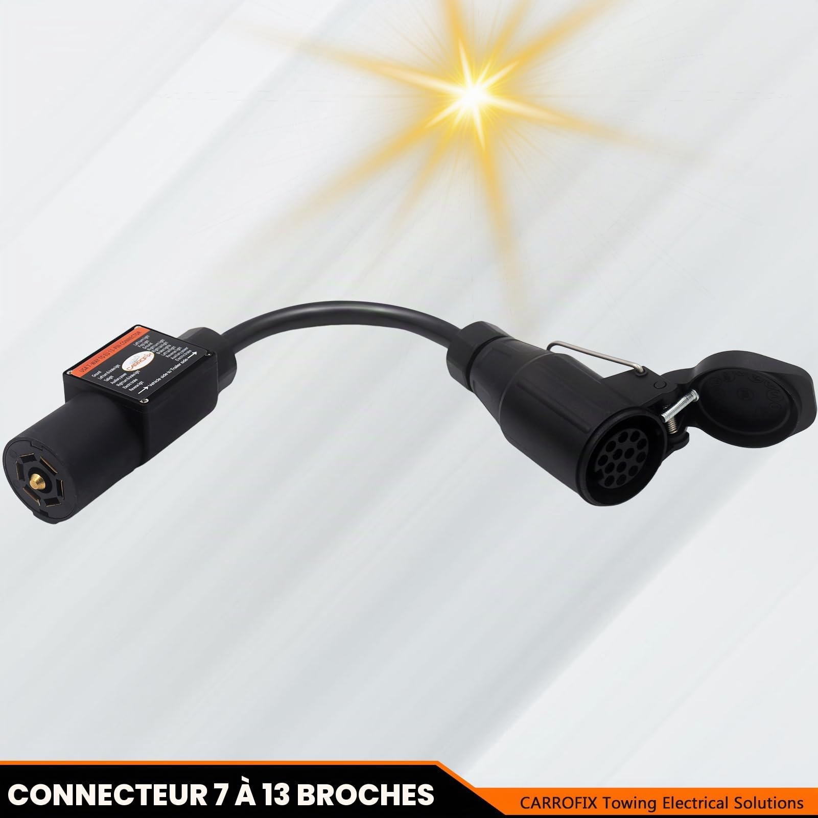 Adaptateur pour éclairage de camion à remorque, prise pour véhicule US à 7 pôles à lame RV vers prise de remorque européenne à 13 broches, boîtier PA (7 voies vers 13 broches)