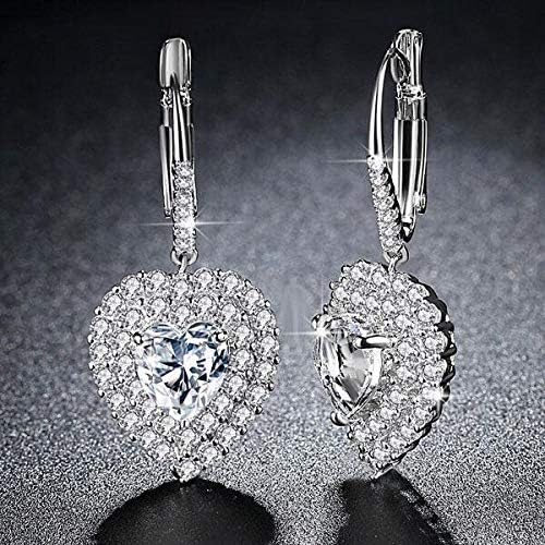 Savlano 14K Gold Plated Cubic Zirconia Hanging Dangle Heart Cut Earrings for Women - Image 6