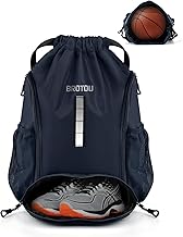 BROTOU Football Sports Bag Drawstring Bag with Shoe Compartment Drawstring Waterproof Bag for Men Women Kids Boys