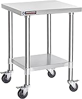 Vista 59 de DuraSteel Carrito de acero inoxidable NSF de 30 x 72 pulgadas, mesa de preparación de alimentos resistente con estante inferior, isla de cocina