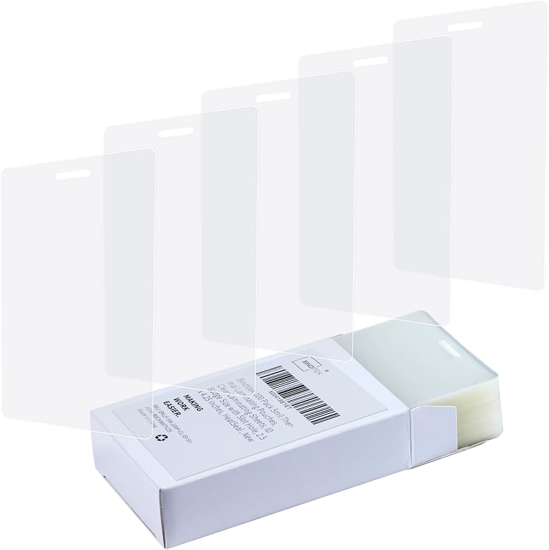 Binditek 5mil Thermal Laminating Pouches with Hole, 2.5 x 4.25 in, 100 Pack | Laminating Sheets with Hole, ID Badge Without Clip, Ultra Clear, Heat Seal, Glossy, for Students and Coworkers