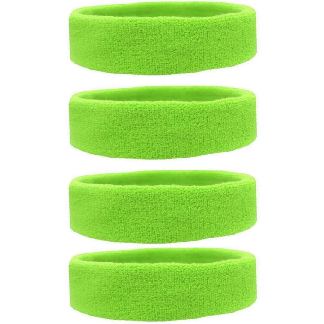 Neon Green Sports Headband, Moisture Wicking Sweatband (4) | Cotton Blend, Anti-Slip-image-21