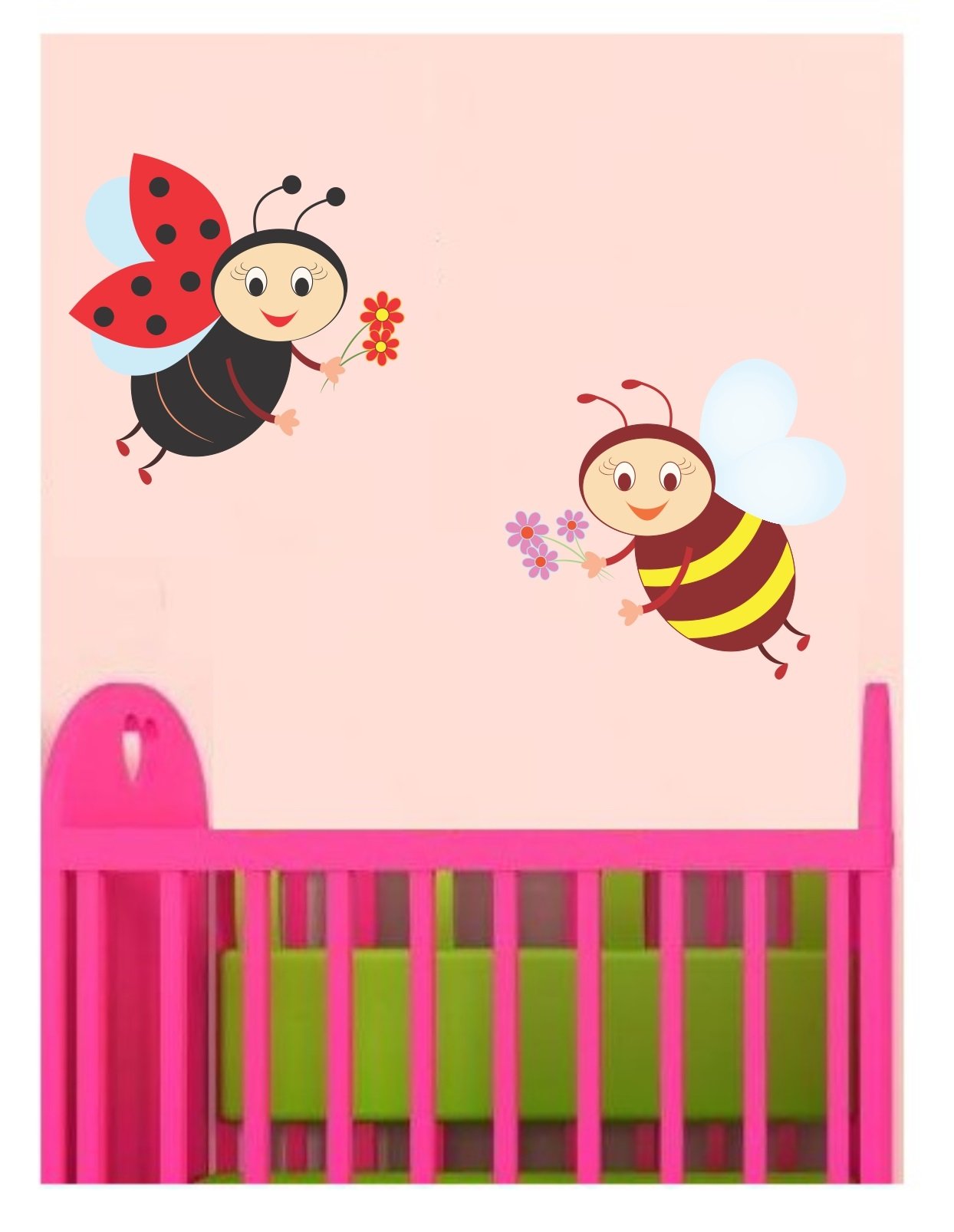 Asmi Collections Wall Stickers Cute Honey Bees with Flowers