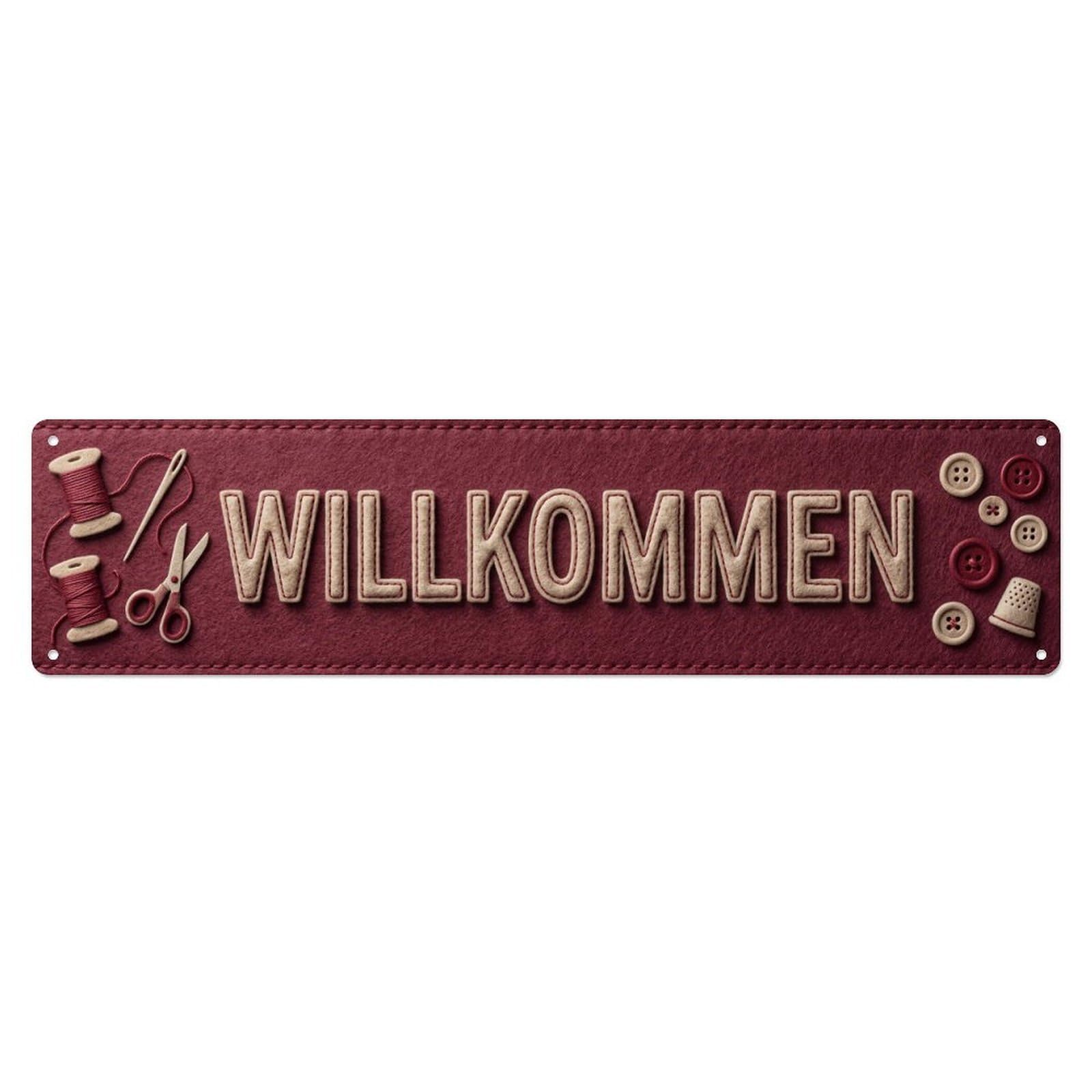 Felt Fabric Craft Texture Welcome Metal Tin Sign