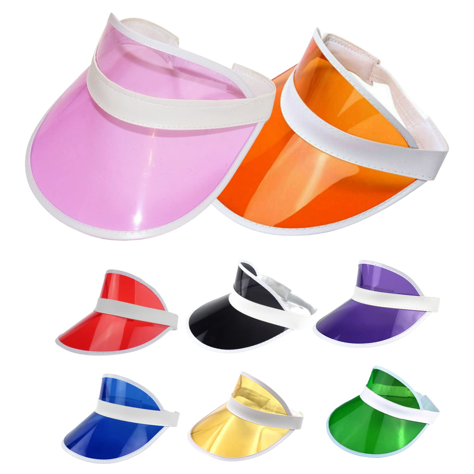Visera de plástico para Mujer, Visera Deportiva de Verano para Pub, Golf, de neón para Exteriores de los años 80, Accesorios para Disfraces, 8 Uds.