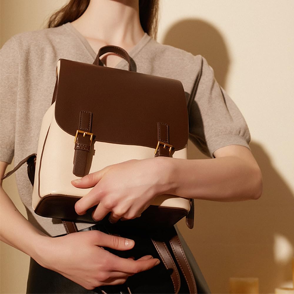 JIUFENG Mini mochila de cuero para mujer, bolso de mano pequeño, elegante mochila de viaje