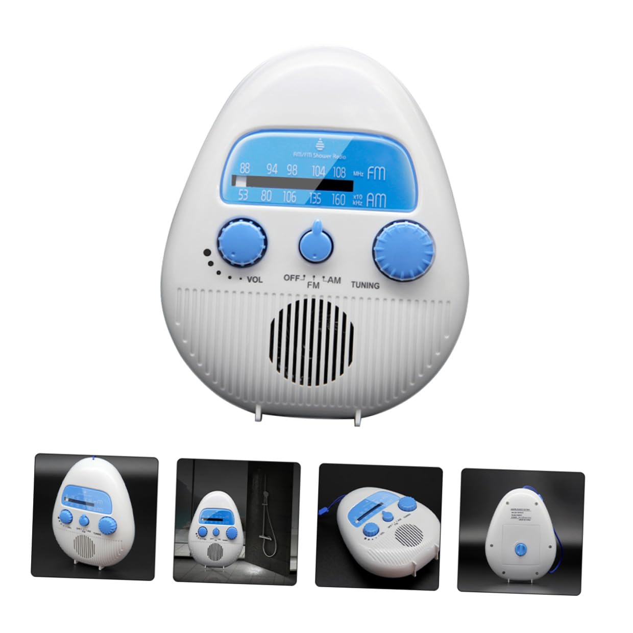 Duschradio Kleiner Tragbares Stereo Radio mit Abs Material und Kompakter Bauweise für Badezimmer und Dusche