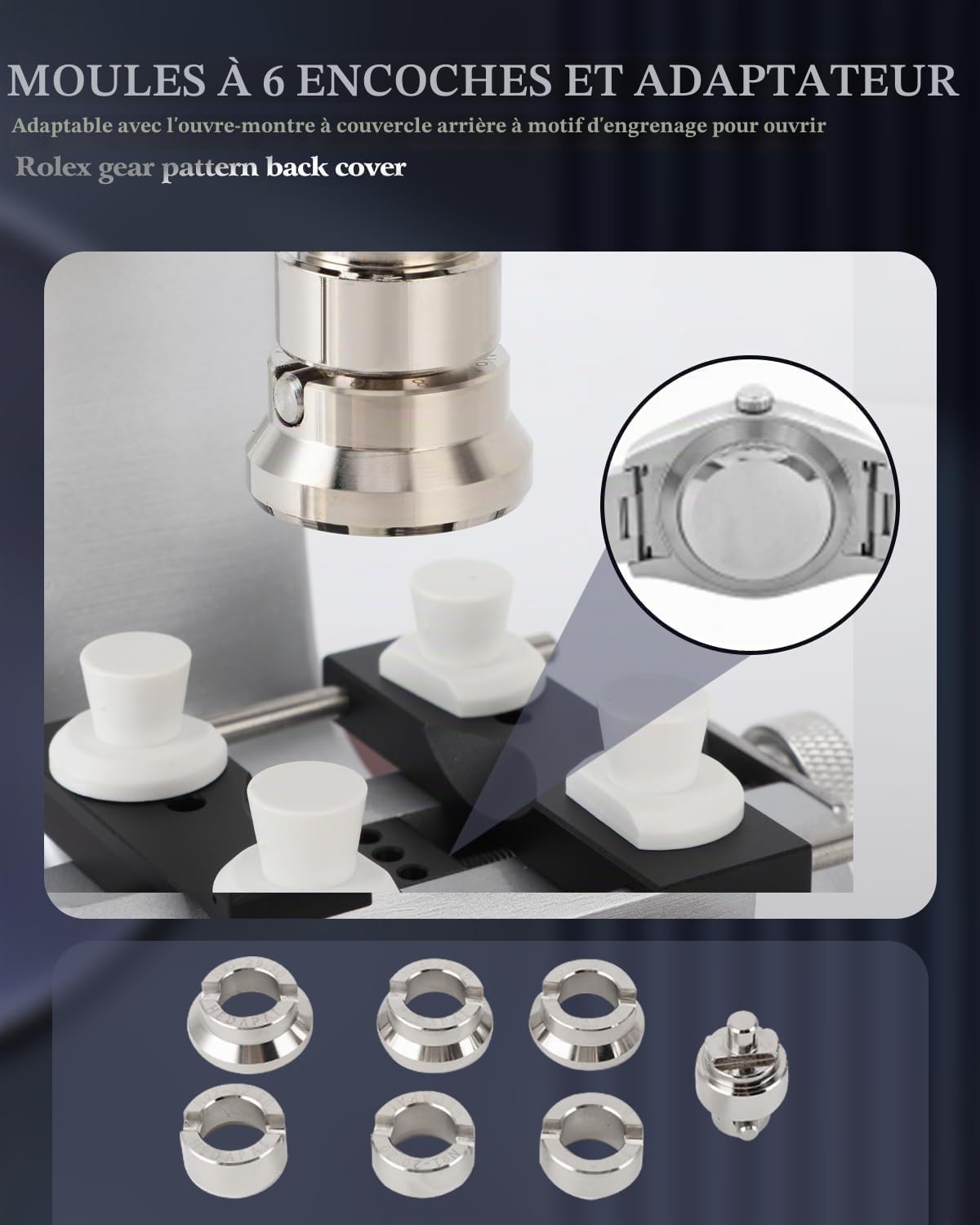 Semme Montre ouvre-boîte, 5700 Bench ouvre la Montre au Dos avec 6 Matrices Accessoires Réparation d'horloger pour Fabrication, Ouverture et Fermeture