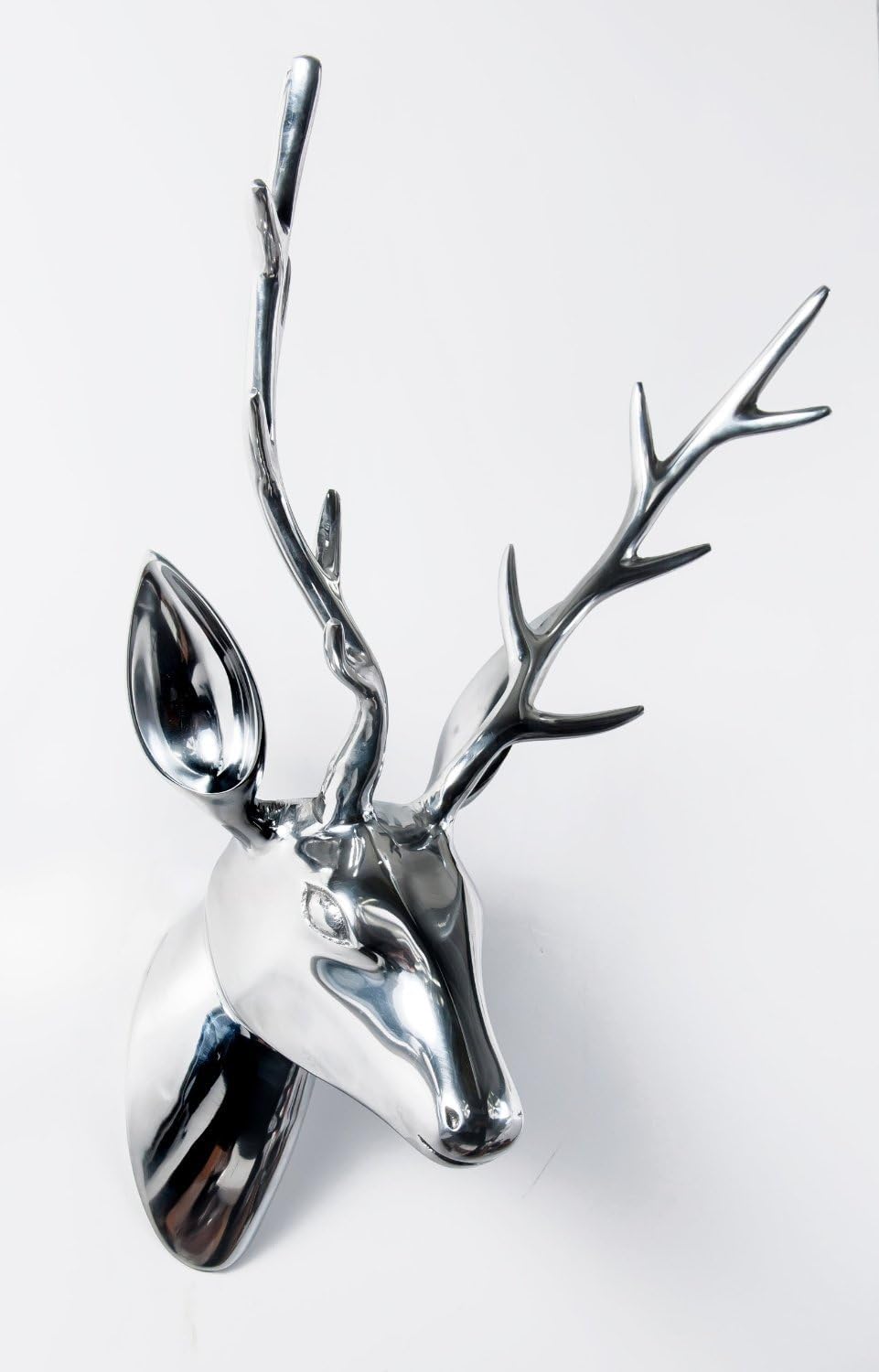 Rudolph the Polished Aluminum Deer Stag Head - Wall Mount Trophy Gift
