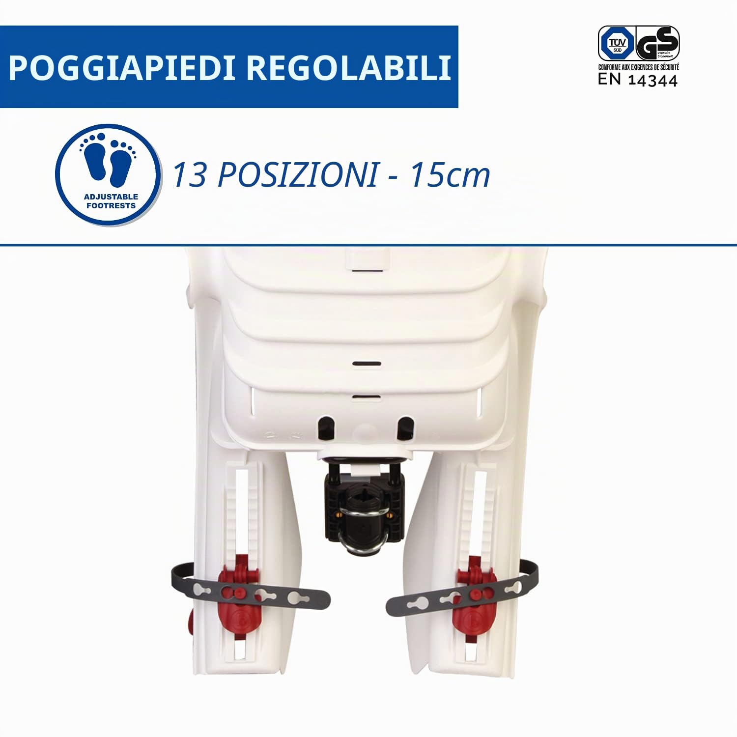 Bellelli Mr Fox - Seggiolino Posteriore per Bicicletta - per Bambini fino a 22 kg, da 3 a 8 anni - si Fissa al Telaio - Bianco e Rosso