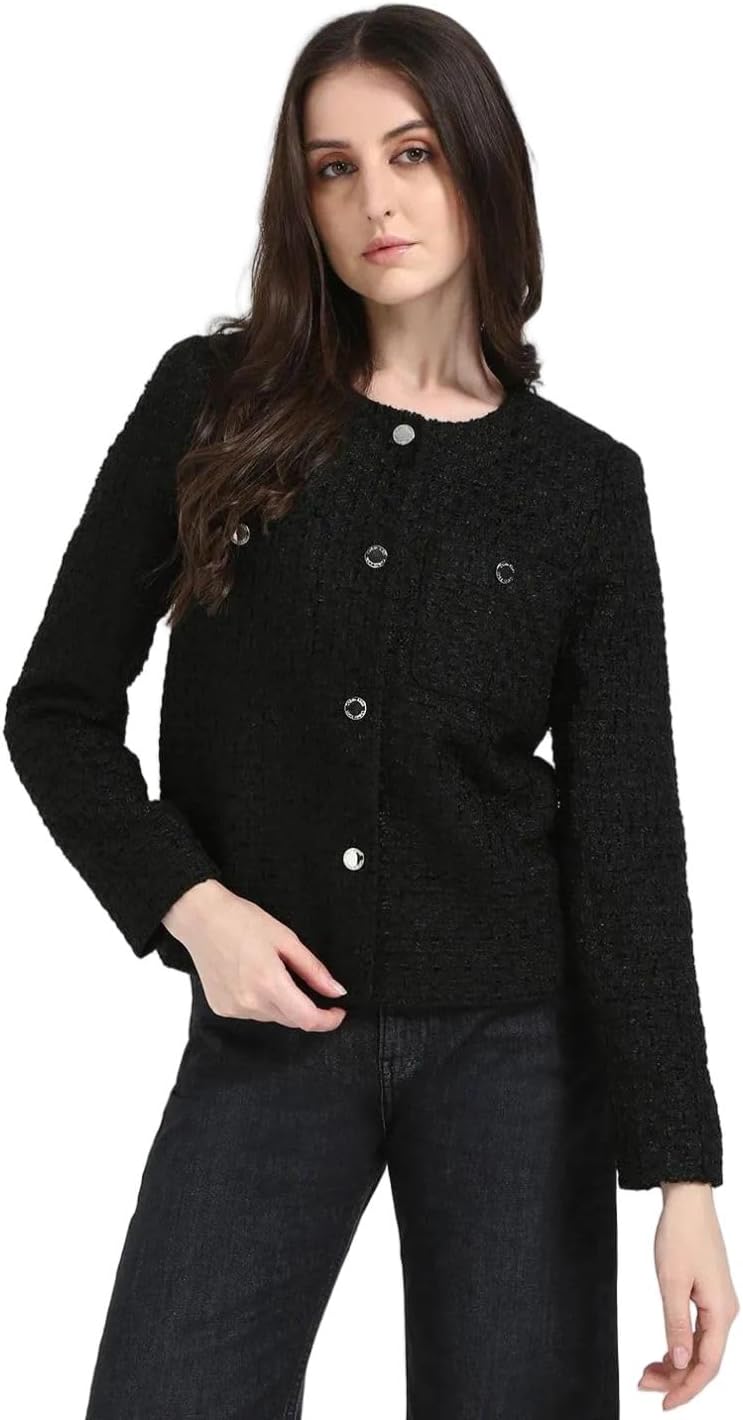 Calvin Klein womens Button Front Jacket Large Black