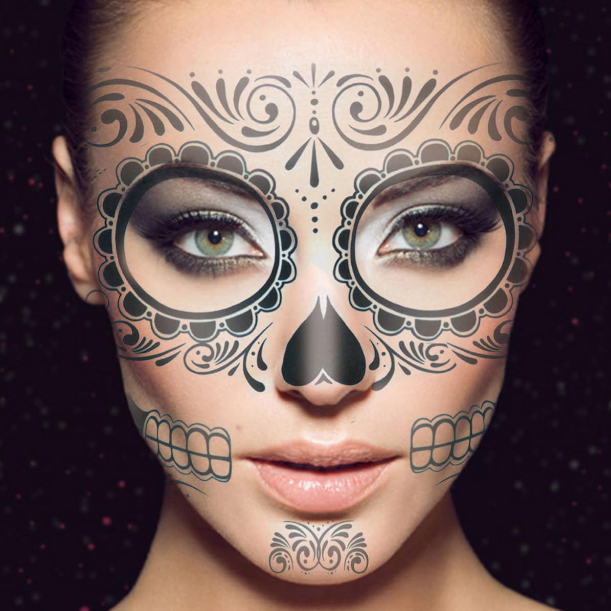 2 Piezas Tatuajes Faciales Temporales Impermeables T-007 de Papel