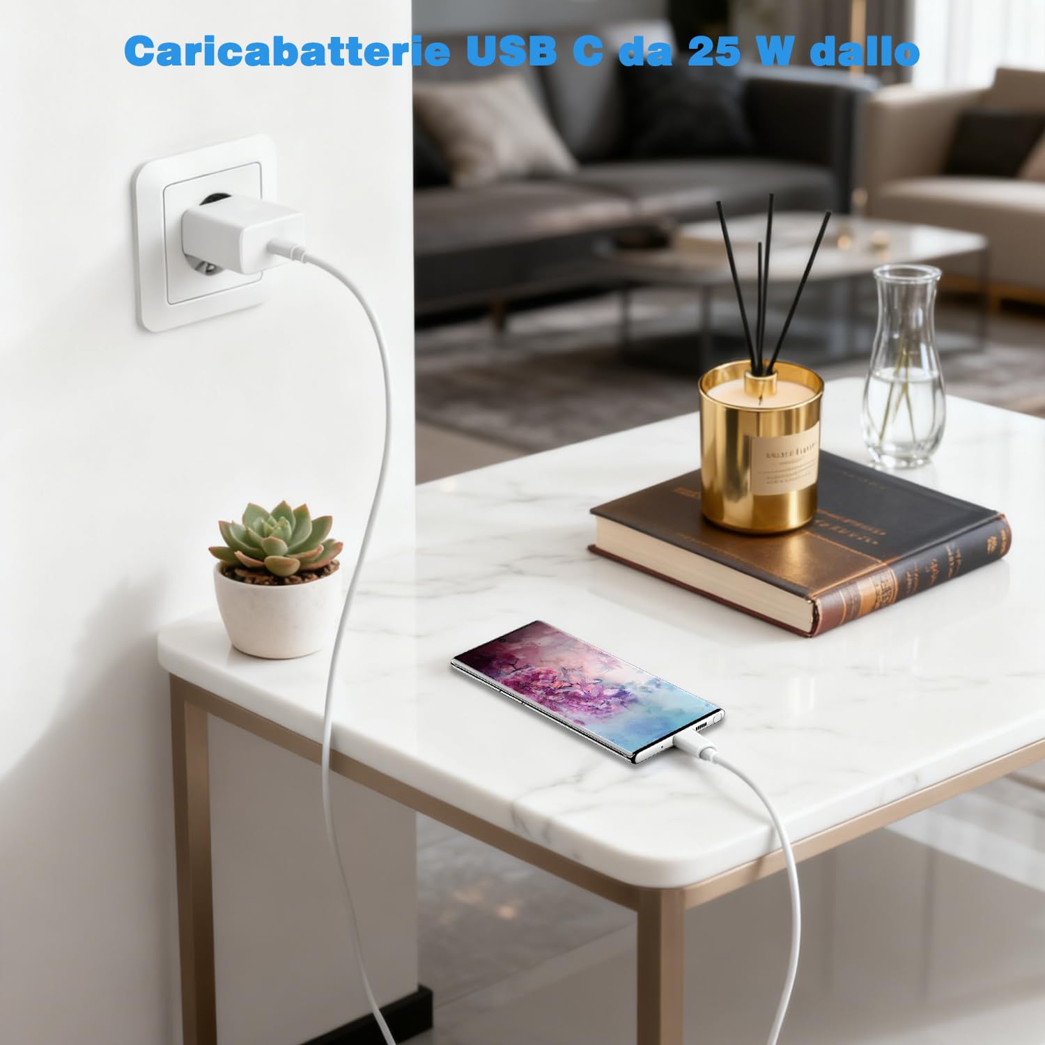 25W Caricabatterie rapido Con 2M Cavo Tipo C Compatibile con Samsung Galaxy S24/S23 /Ultra S23+/S23 /S22 /S21/S21 ultra/ S20 Ultra/S20 / S10 /S9 / S8/ A71 / A52 /A51/ A32/ A31 / A13 USB C Caricatore