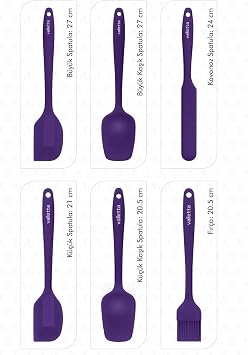 valletta Drongo Heat Resistant Fireproof Nonstick Silicone Spatula Set 6 Pieces Purple