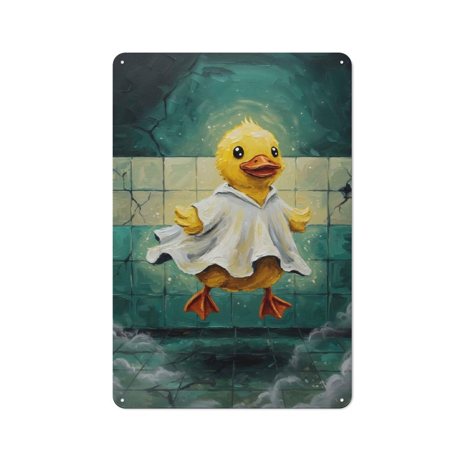 Junmoney Duckling In Bathroom Painting Retro Metal Sign 30X20cm Featuring Home Bar Decor For Pub, Home Bar, Shed Or Man Cave