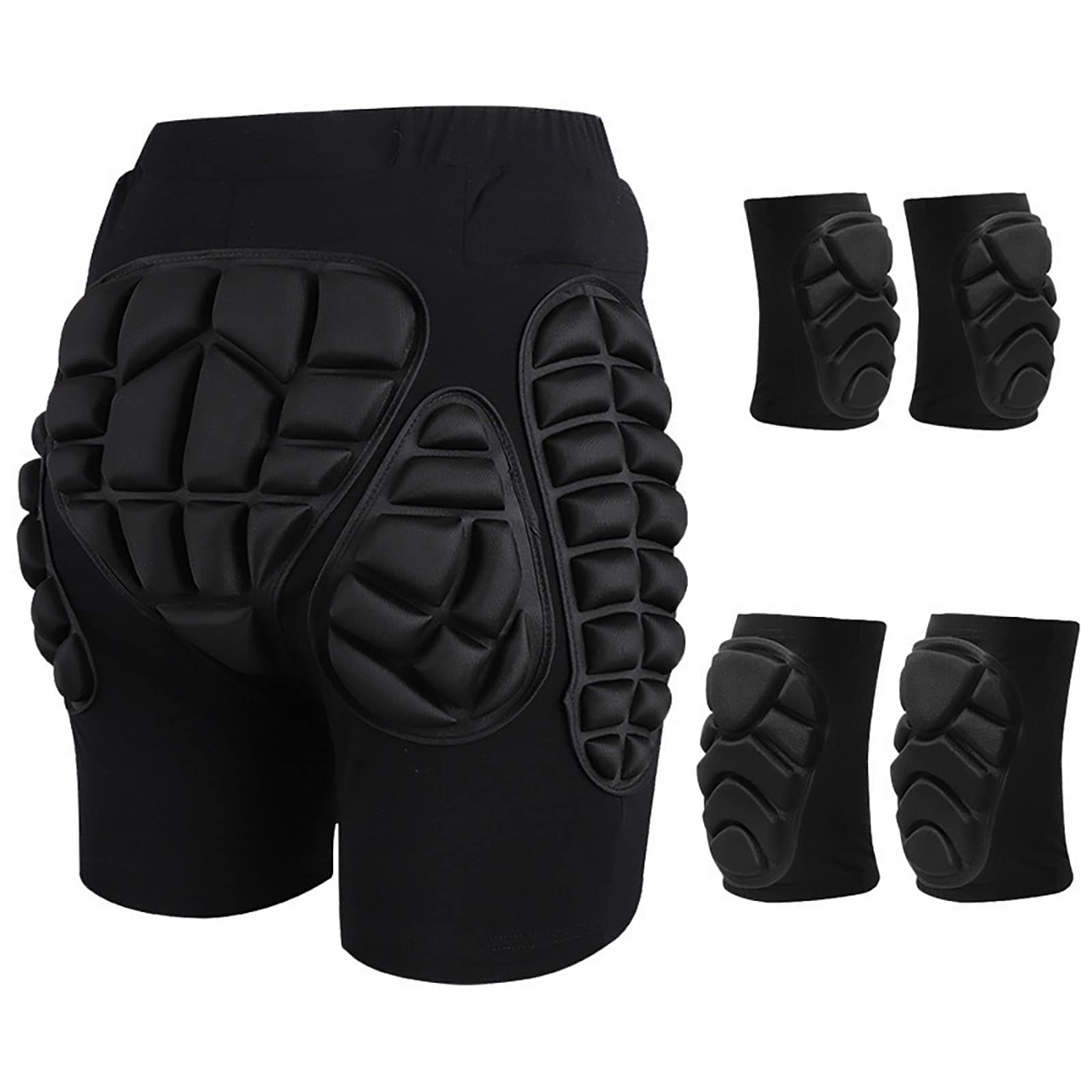 3 Ensemble De Protection 3D Rembourré Hanche EVA Pantalon Court Genouillères Coudières Ensemble for Adultes Hommes Femmes Ski Patinage sur Glace Rouleau Snowboard (Color : Black, Size : S)