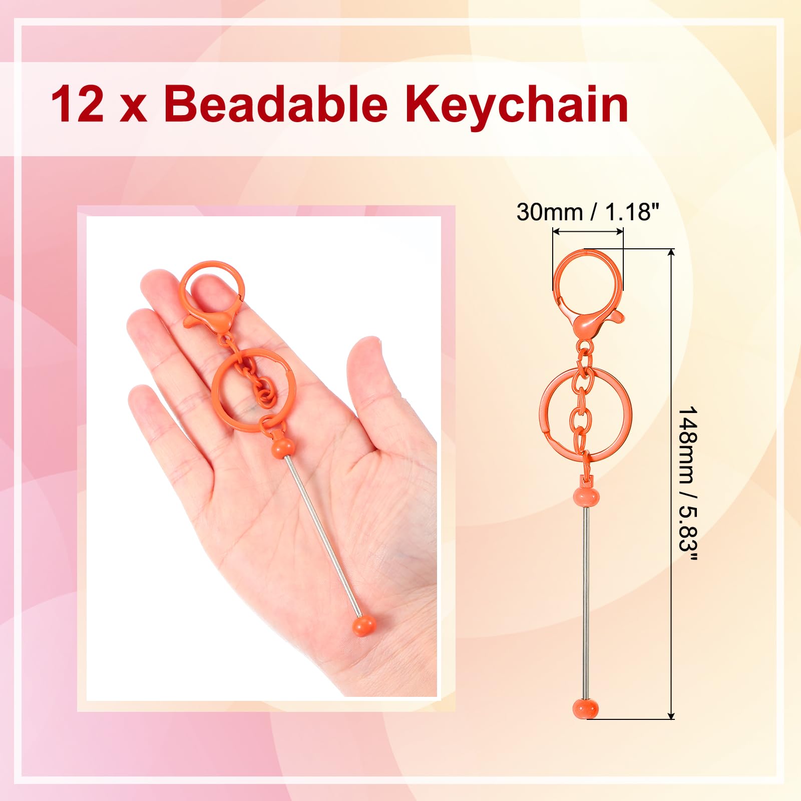PATIKIL 12 Pcs Beadable Keychains Bars - Image 2