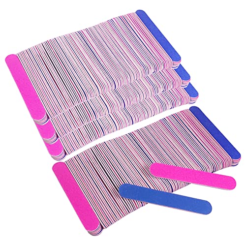 Mini Nail Files Bulk (400 Pcs), Double Sided Emery Board Nail File For Nature Nails, Manicure Tool Set Disposable Blue And Pink Nail File For Home Salon Use Travel Size For Men Women Kids Wood Board #TOP12