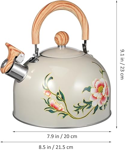 Miniatura 3 de Ciieeo Hervidor de agua portátil con patrón de flores, para estufa, calentamiento rápido, sonido fácil de limpiar y compacto