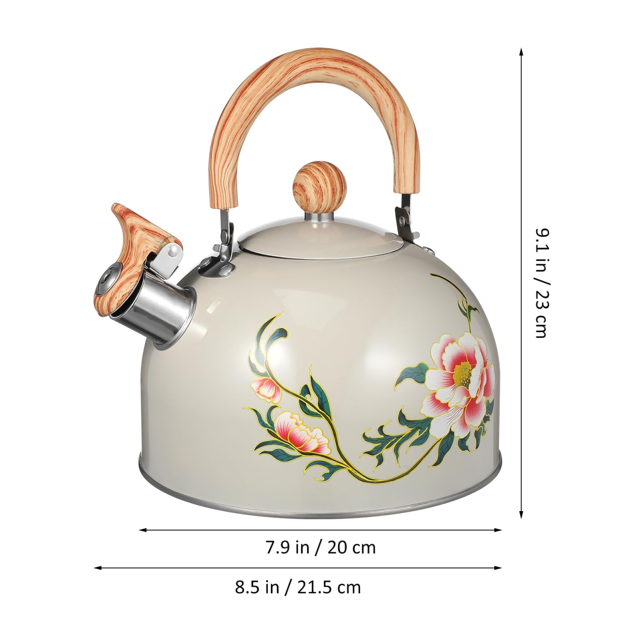 Ciieeo Tetera silbante, hervidor de té de acero inoxidable silbante de 3 litros, hervidor de té con patrón de flores, hervidor de agua caliente, tetera de inducción para cocina del hogar