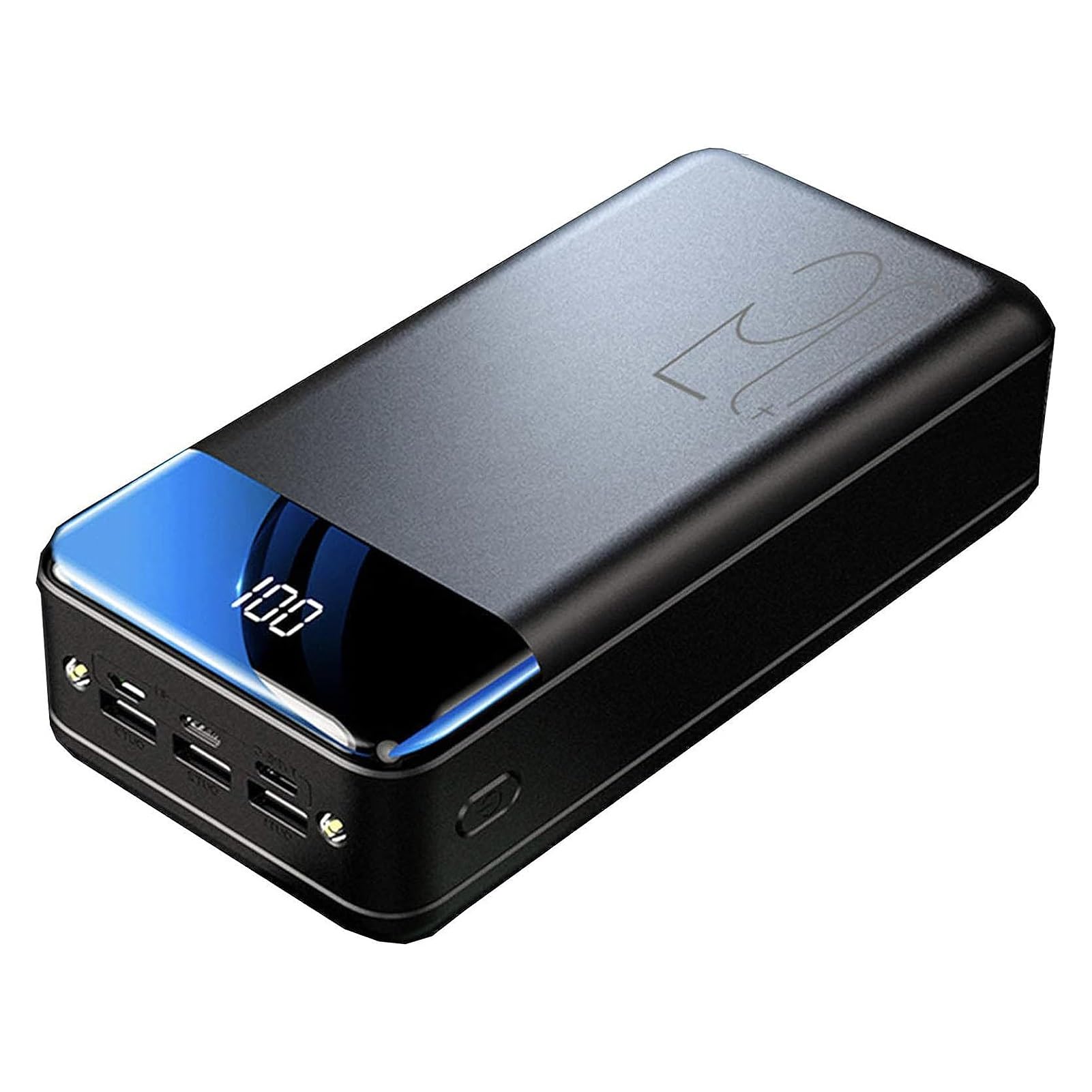50000 Mah Banco De Energía Portátil Cargador De Carga Ultracompacto De Alta Velocidad Salidas USB Duales Entradas Tipo C Y Micro USB Para Teléfonos Inteligentes, Tabletas, Consolas De Juegos(Black)
