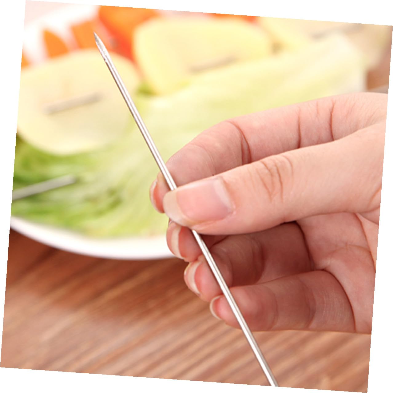 Hemobllo Spiedini per Barbecue in Metallo Inossidabile, Bastoncini per Grigliate, Aghi 1,85 MM 38,5 CM, 100 Pezzi