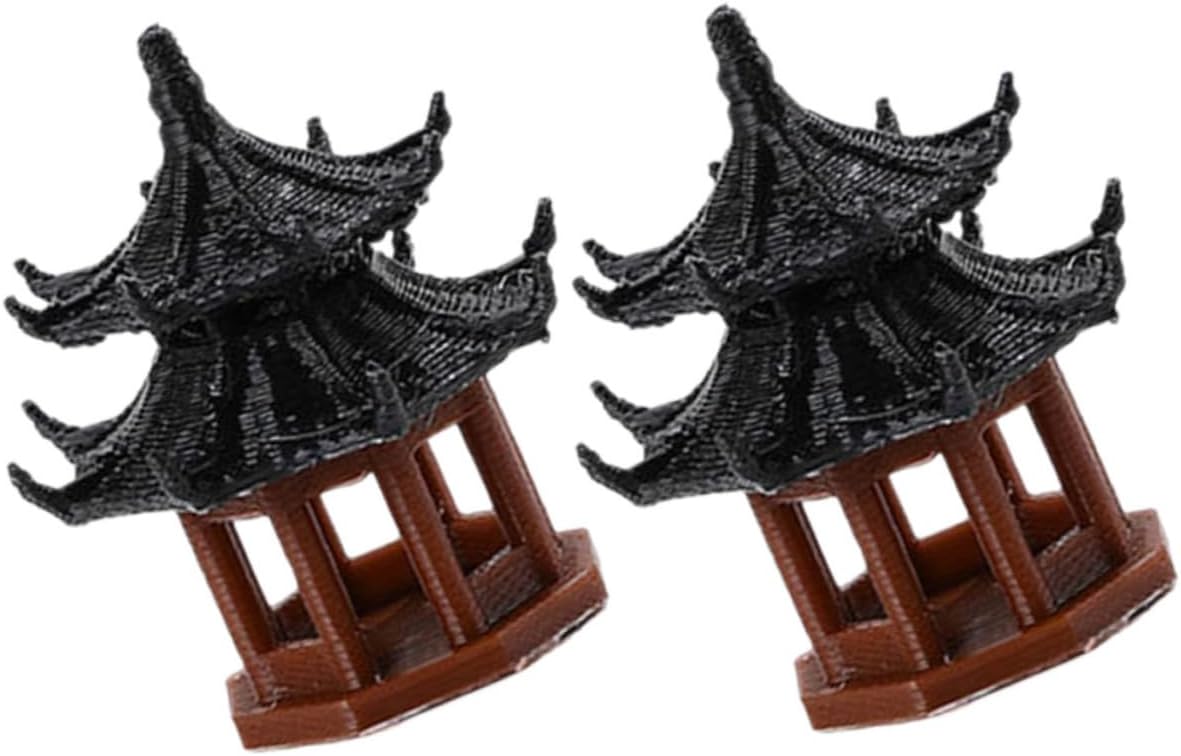 LSLYTQ 4pcs Micro Landscape Pavilion Statue Miniature Scene Pavilion Garden Decor