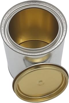 Empty Quart Size Lined Metal Paint Can with Lids, 16 Fl Oz Capacity, Unlined Multipurpose Storage for Arts and Crafts, DIY Projects, Painting, Garage Organization Pack of 2
