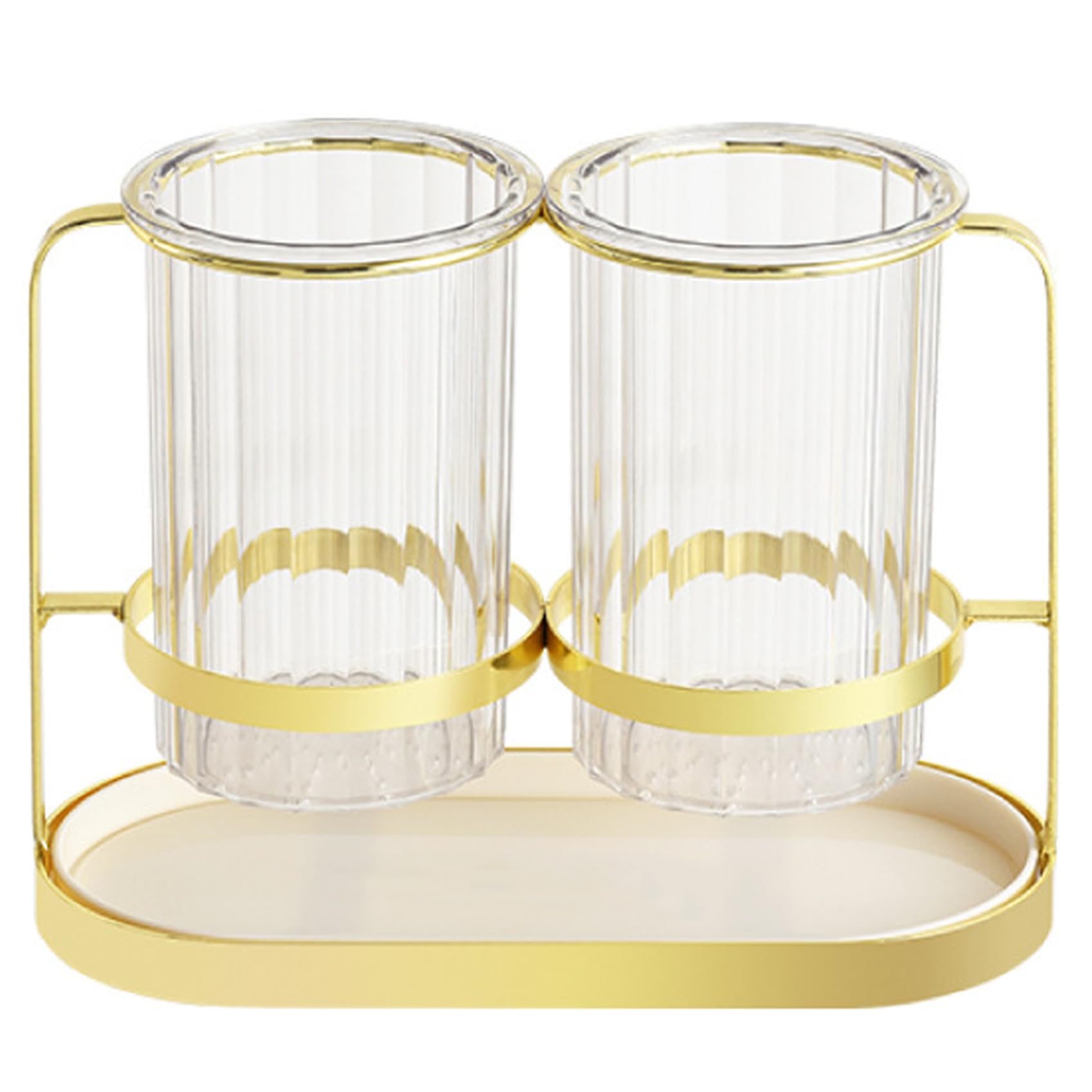 Uanqfegy Cutlery Holder - 2 Compartments Silverware Holder with Golden Metal Frame, Large Capacity Utensil Caddy for Forks Spoons Cutter