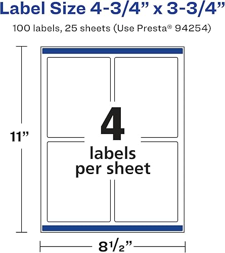 Miniatura 5 de Avery Etiquetas rectangulares impermeables duraderas con alimentación segura 475 x 375 pulgadas 100 etiquetas impermeables resistentes al aceite y