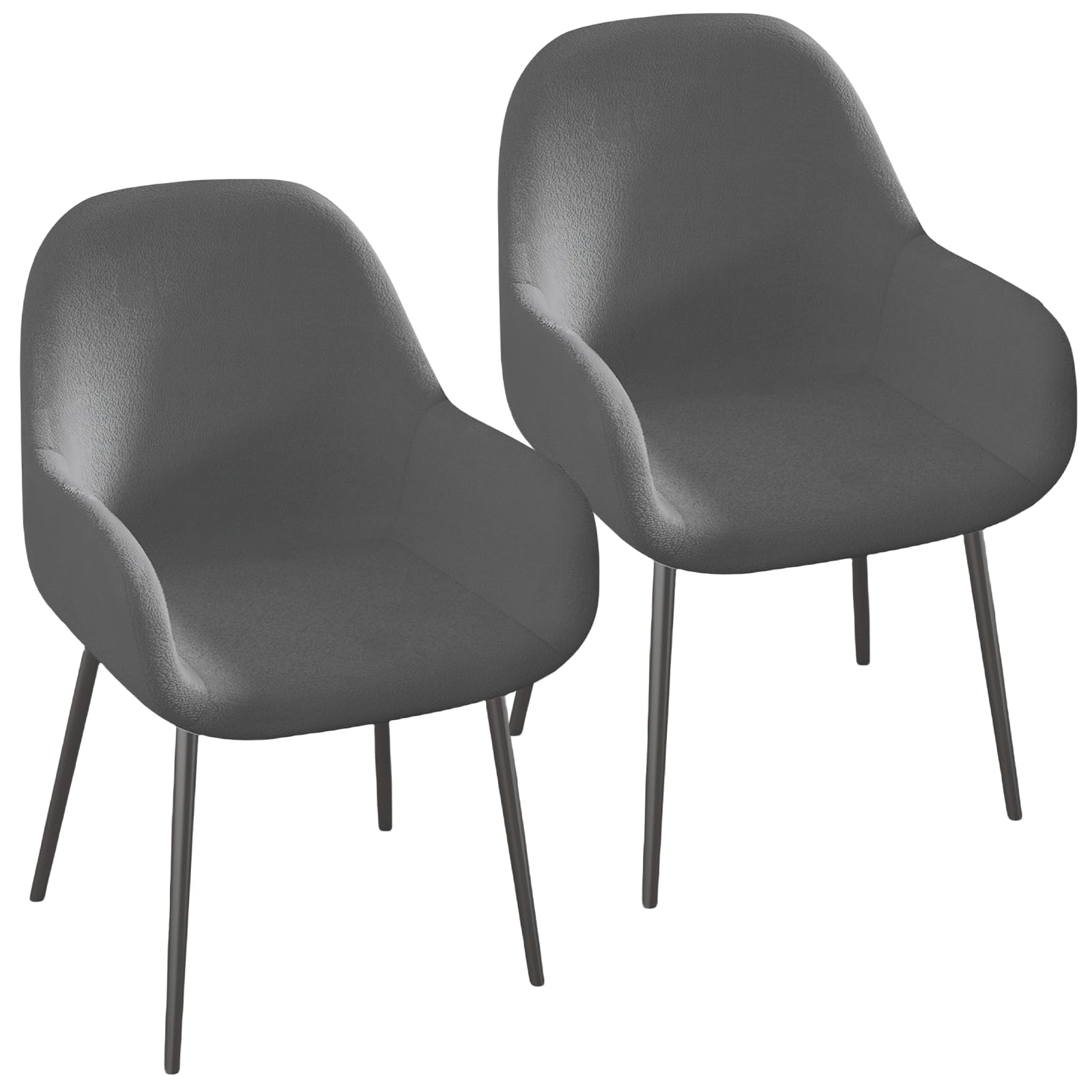 Pack de 2 Funda para Sillón con Respaldo Curvado: PRITOK Fundas para Sillas Terciopelo de Comedor con Brazos, Funda de Terciopelo para Silla para Comedor Sala de Estar Boda con Reposabrazos Gris