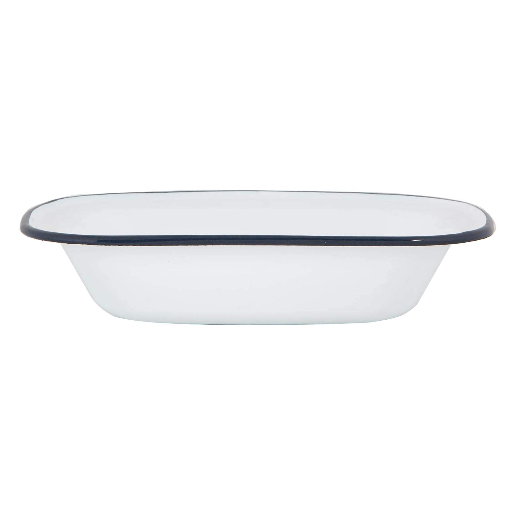 Argon Tableware 25.5cm Enamel Pie Dish - Navy Rim - Dishwasher Safe Pie Dishes Enamel Cookware Oblong Pie Dish Oven Tray Bakeware Pastry Casserole Roasting Tin