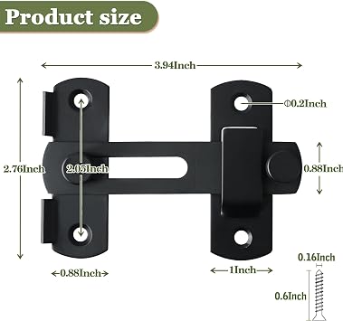 Alise 2 Pcs Flip Latch Gate Latches, 4 inch Heavy Duty Stainless Steel Door Latch,Safety Gate Hardware for Barn Wood Fence Sliding French Doors,Matte Black Finish MS9001B-2P