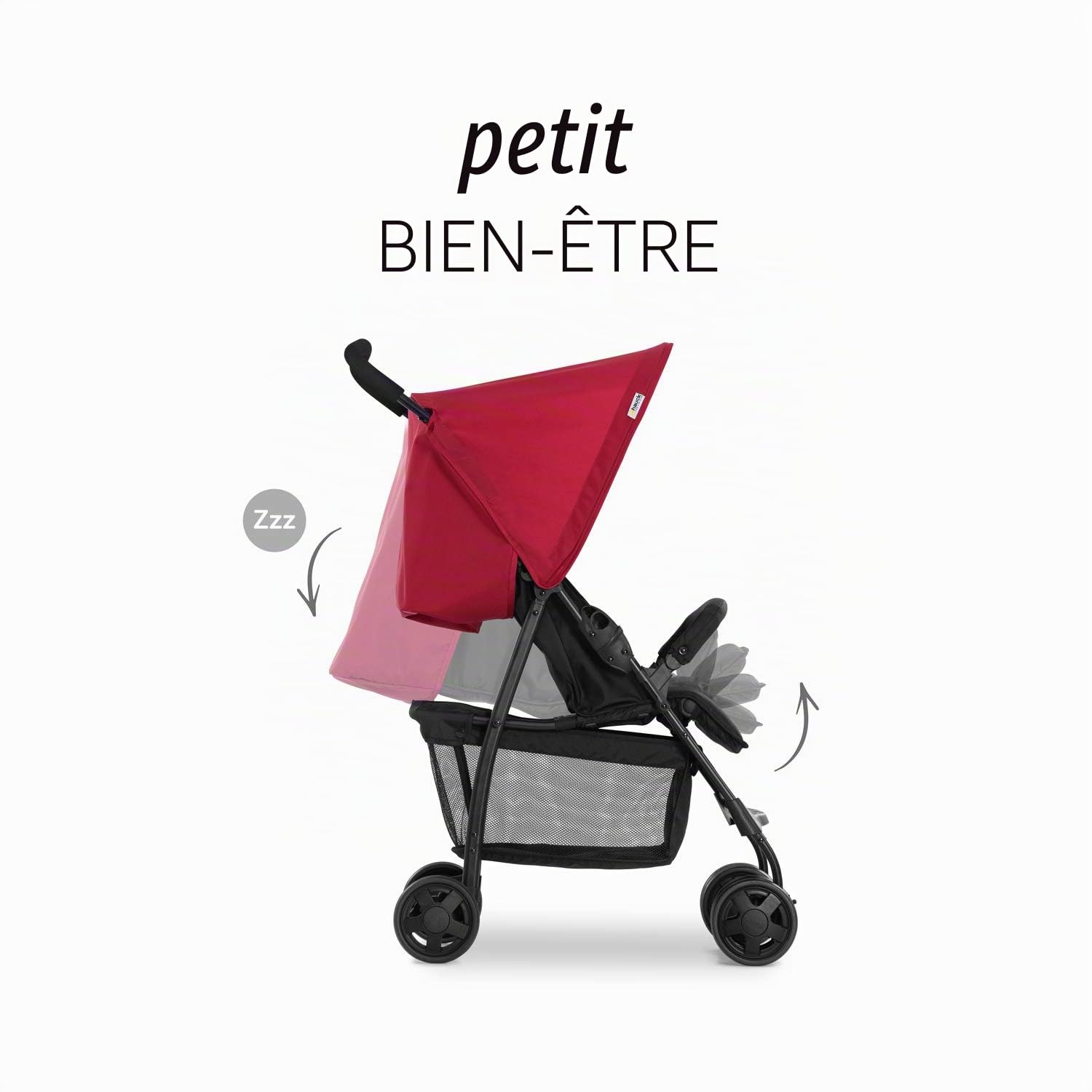 hauck Poussette Compacte Sport – Ultra-légère 5,9 kg, Pliable, Inclus Protege Pluie Poussette et Moustiquaire, Position Allongée, Grand Panier – Rouge
