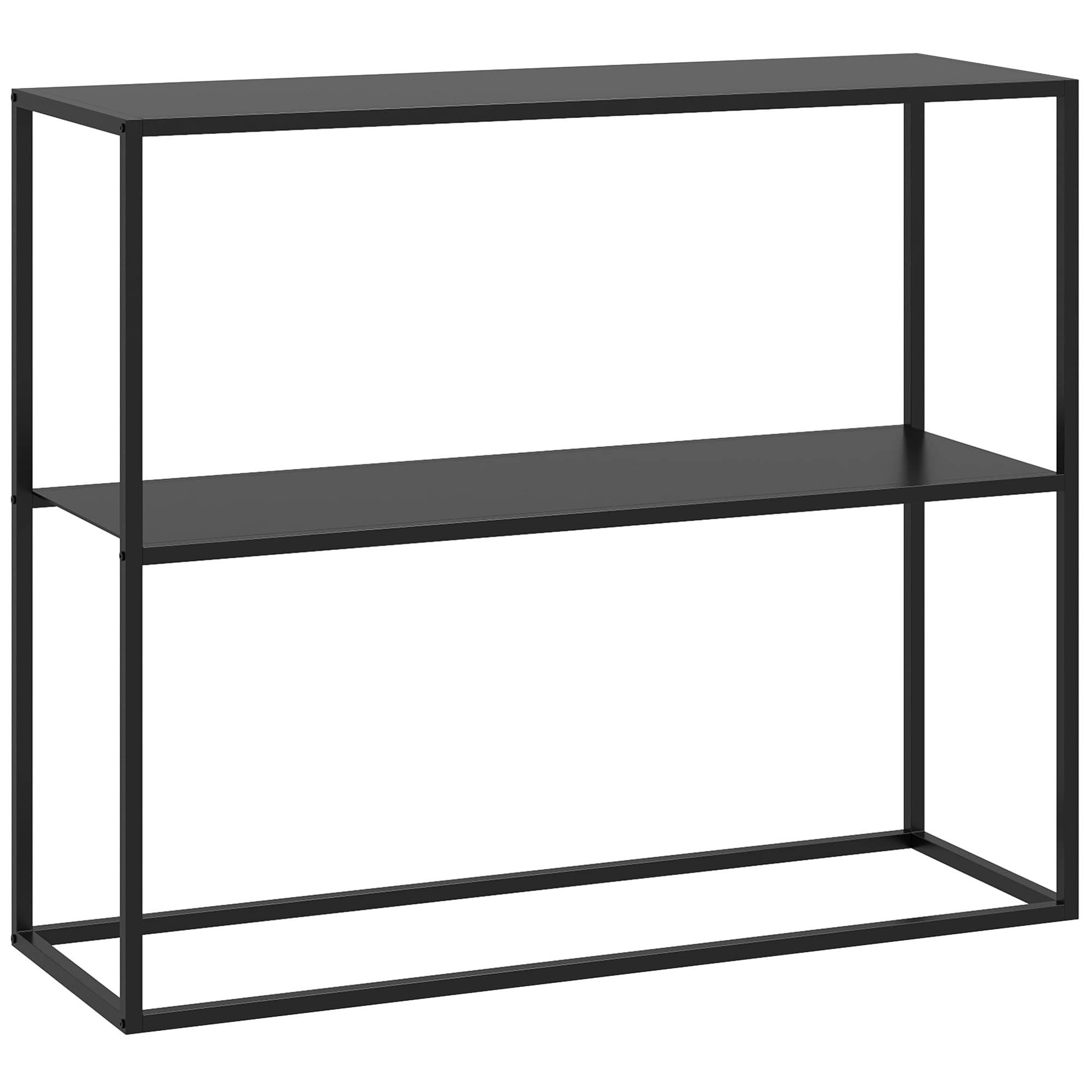 HOMCOM Mesa de Consola Estilo Industrial Mueble de Recibidor con Estante y Marco de Acero Antivuelco Carga 20 kg Mesa de Entrada para Sala de Estar Pasillo 90x30x75 cm Negro