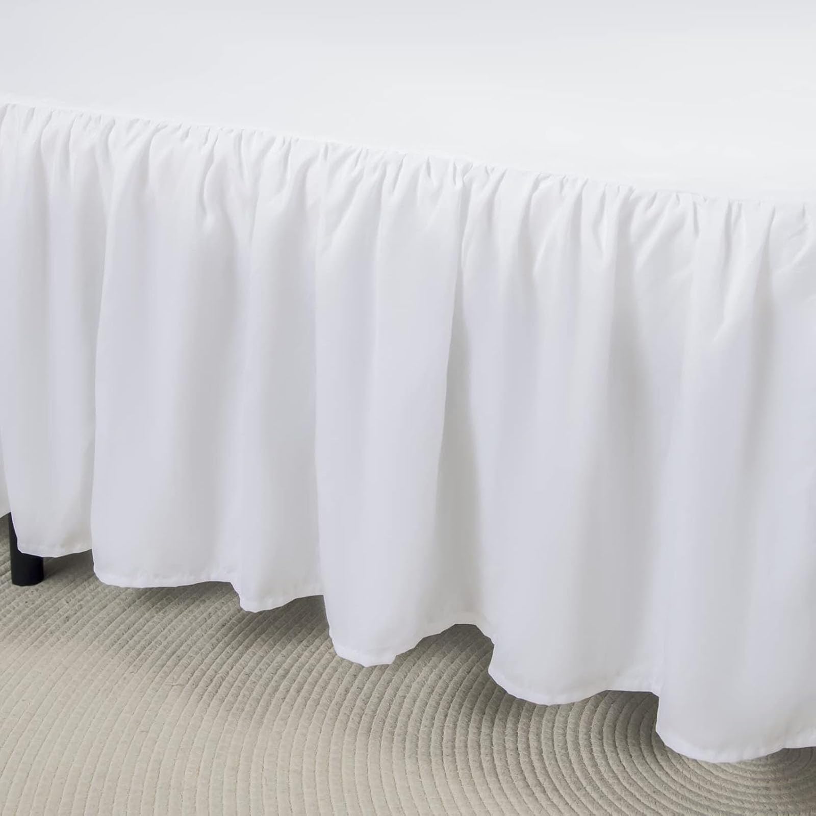 ACESOME Skirt Ruffled Bed Skirt with Platform, Bed Sheet with Split Corners, Sheets For Base14 Inch Drop, Synthetic Fibre - Image 4