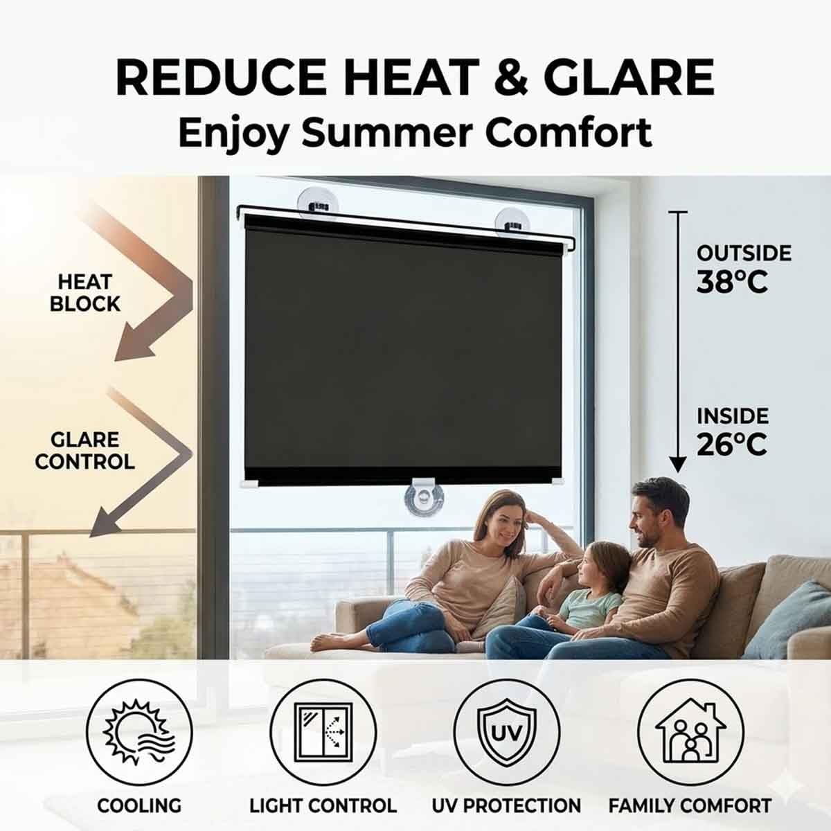 Verdunkelungsrollo Mit Saugnapf Sonnenschutz Jalousien Ohne Bohren Thermorollo Blickdicht Mit Saugnäpfen, UV-Schutz Sonnenschutz Für Fenster Auto Dachfenster Wohnwagen(Silber,W80xH200cm)