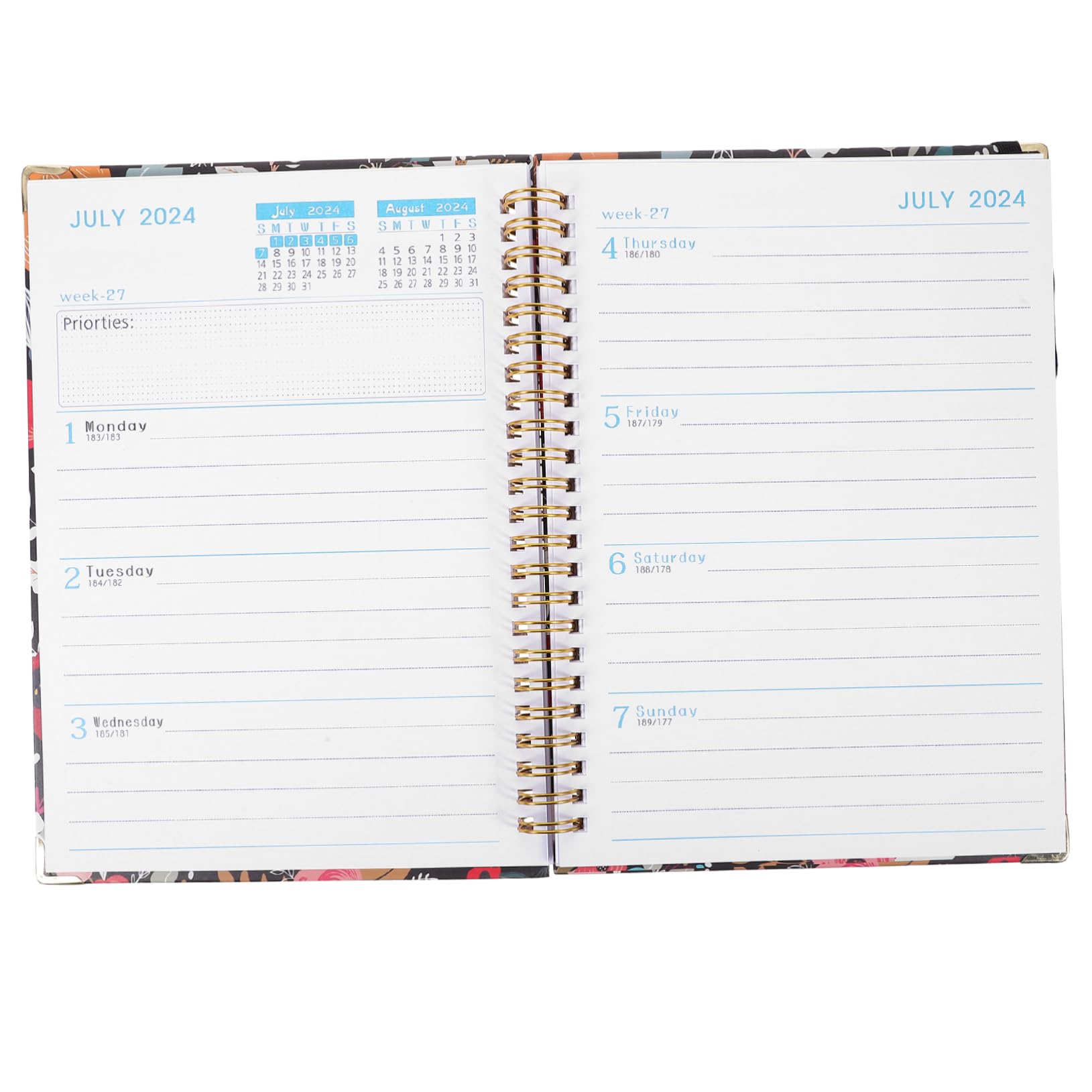 SEWACC 2St Englischer Notizblock Planblock Wochenplaner 2024 Kalender-Monatsplaner 2024 Tagesplaner-Notizbuch Stundenplaner schreibheft buch schreiben Arbeitsnotizbuch Spulenplaner Papier