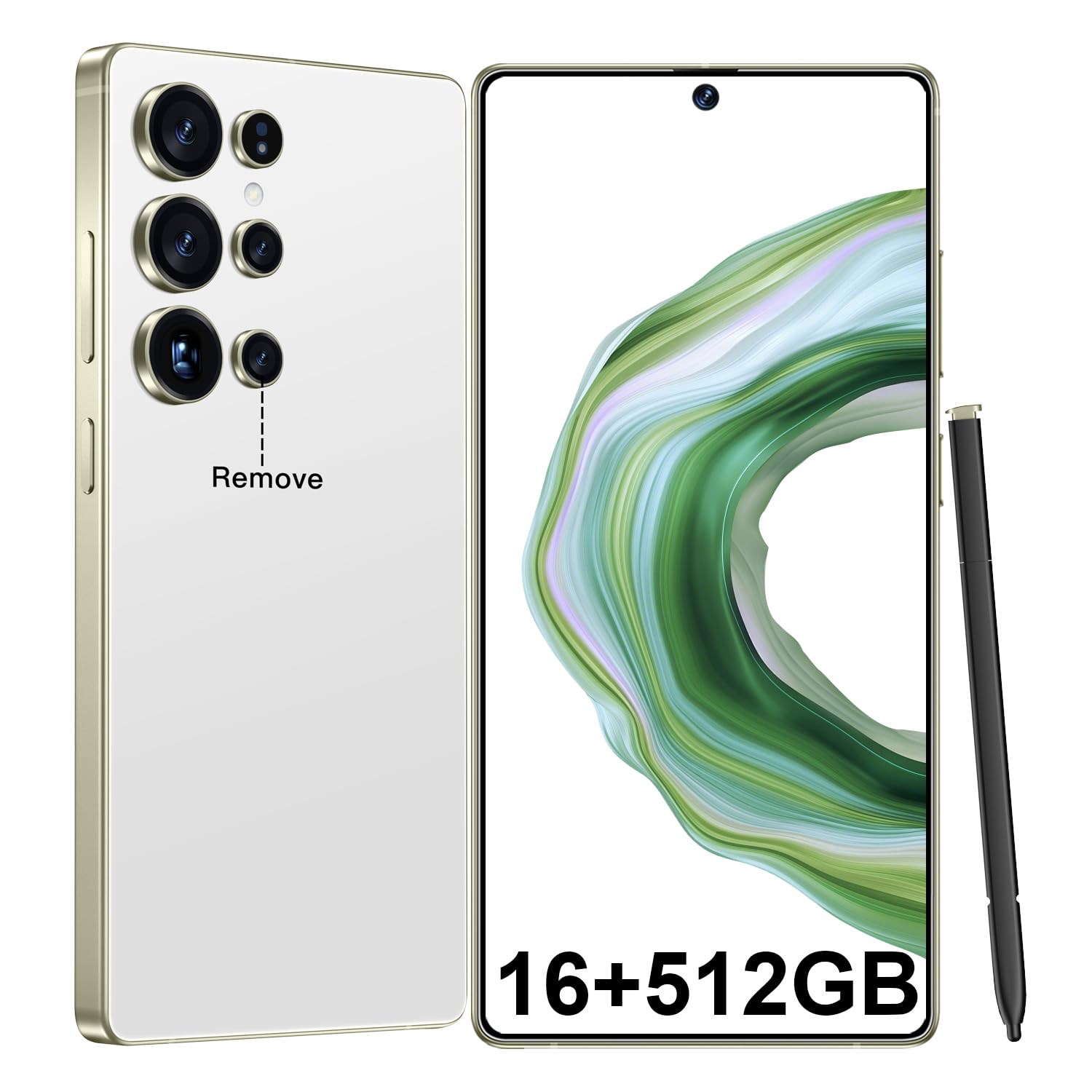 JQAKP I25 Ultra Smartphone 16+512GB | Android 14 | Snapdragon 8 Gen 3 | 68MP+108MP Dual Camera | 7000mAh Battery | 6.99" FHD+ Display | Outperform Competitors in Speed & Power (White)
