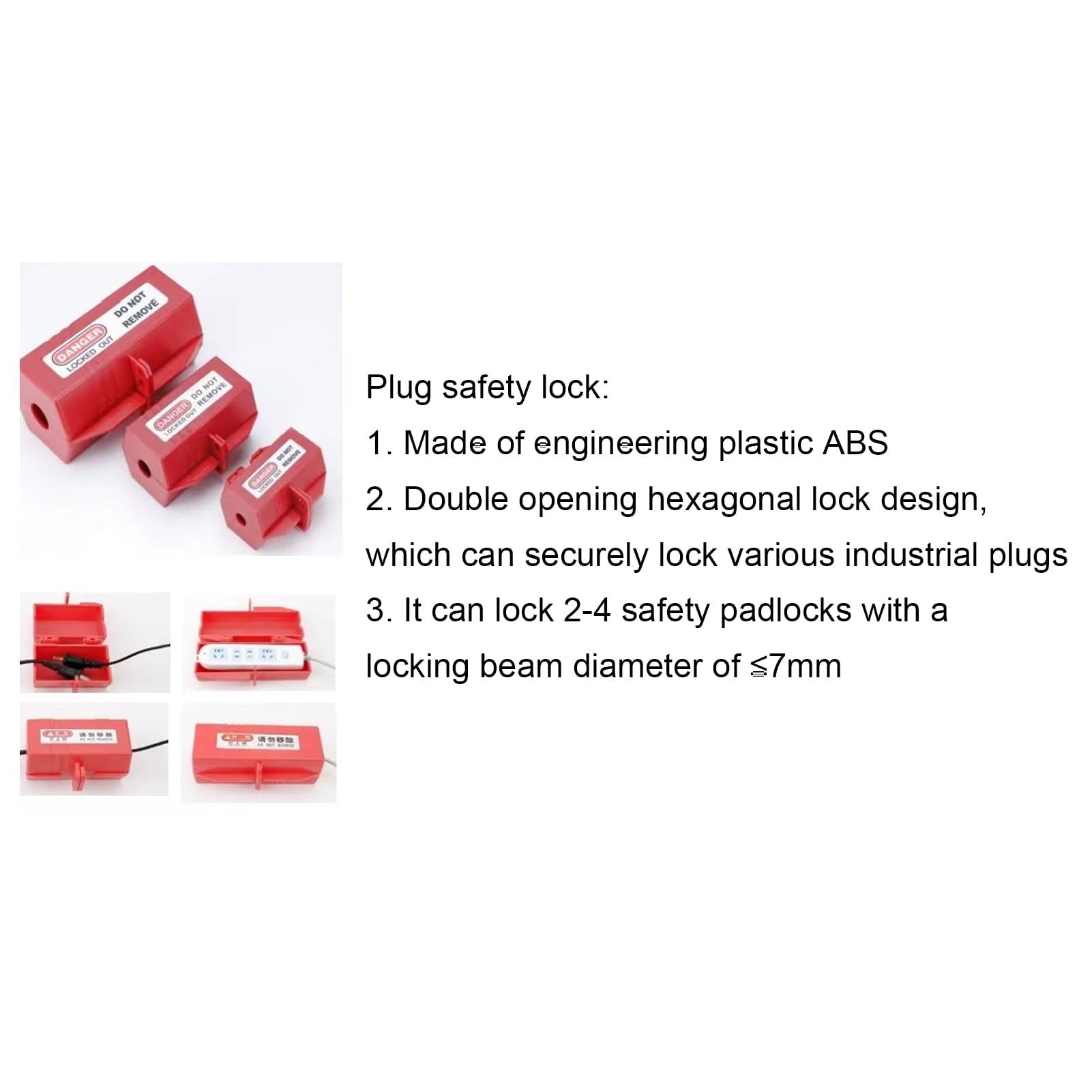 Kit de Etiquetado de Bloqueo Seguridad Eléctrica LOTO con 3 Cerrojos de Bloqueo Cerraduras de Disyuntor, Candados Termoplásticos No Conductores para Industrial Mecánico
