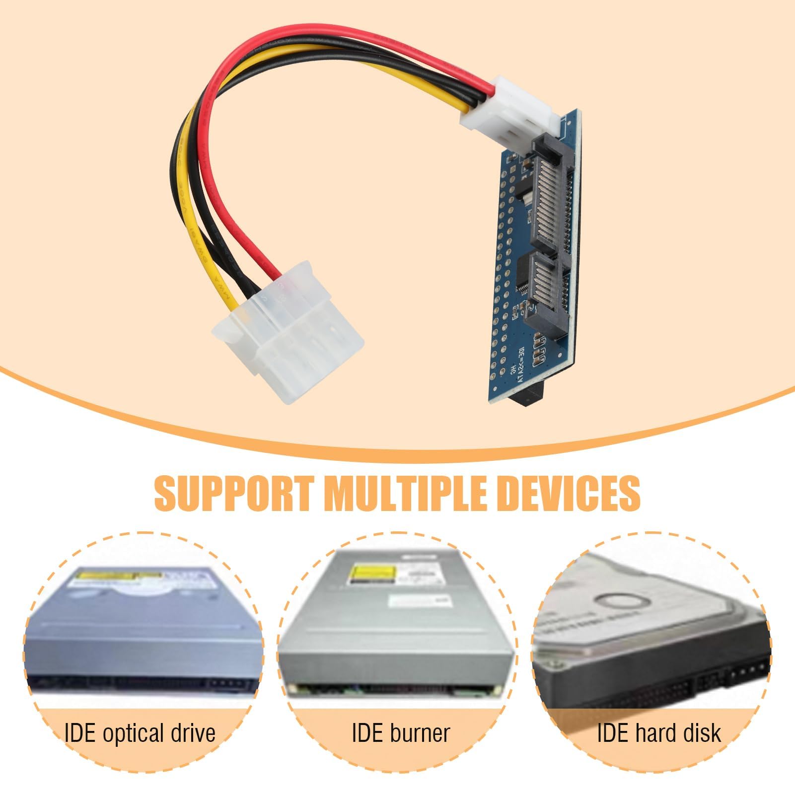 IDE/PATA 40pin dysk twardy na gniazdo SATA adapter konwertera, F40S 3,5" IDE/PATA na SATA adapter konwertera, 40-pinowy dysk twardy do gniazda, PCBA do komputera stacjonarnego i 3,5" HDD, nie wymaga