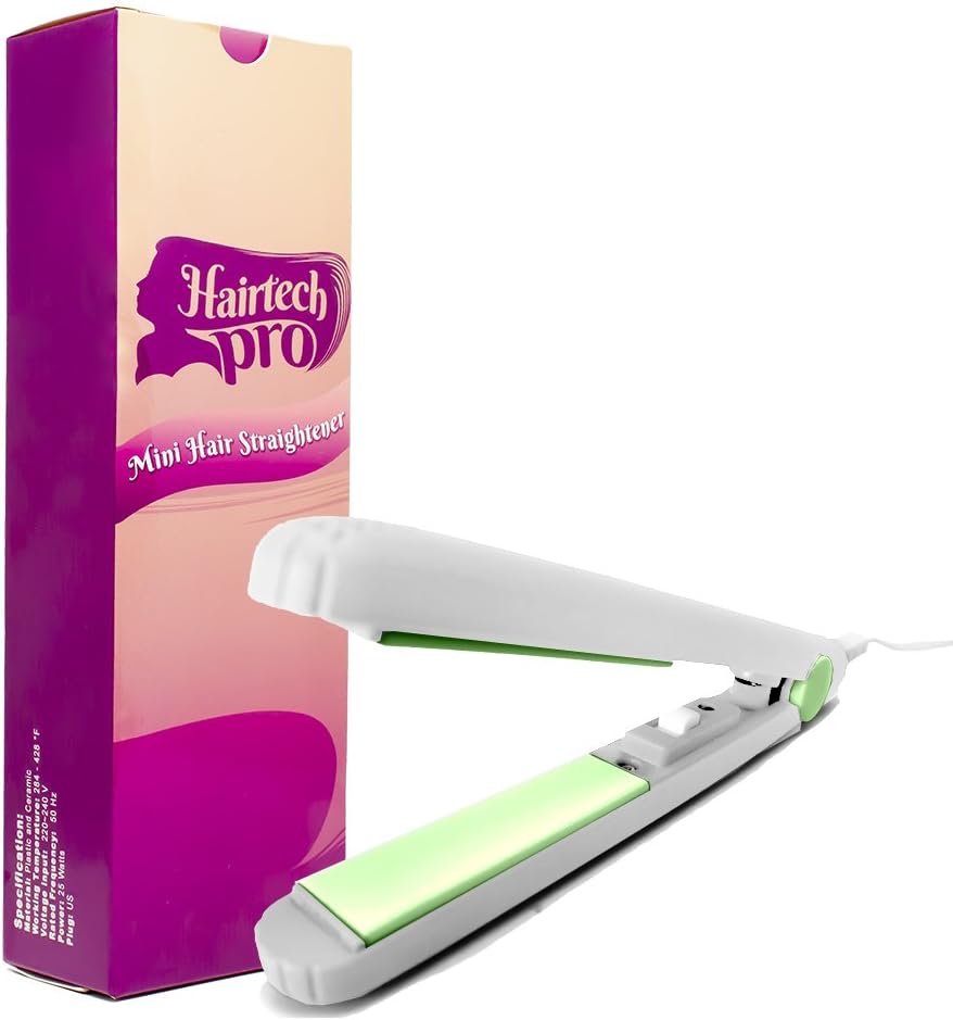 HairTech Pro Portable Ceramic Mini Hair Straightener for Travel & Everyday Use (White)