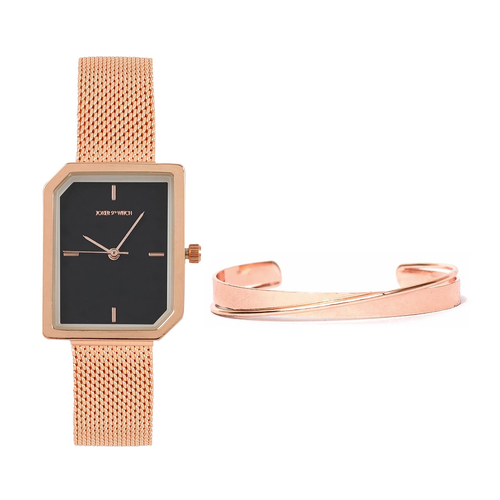 Joker & Witch Stainless Steel Women Charlene Rosegold Analog Watch Bracelet Stack, Black Dial, Rose Gold Band (B0C7L7BZ7N) Amazon Price History, Amazon Price Tracker