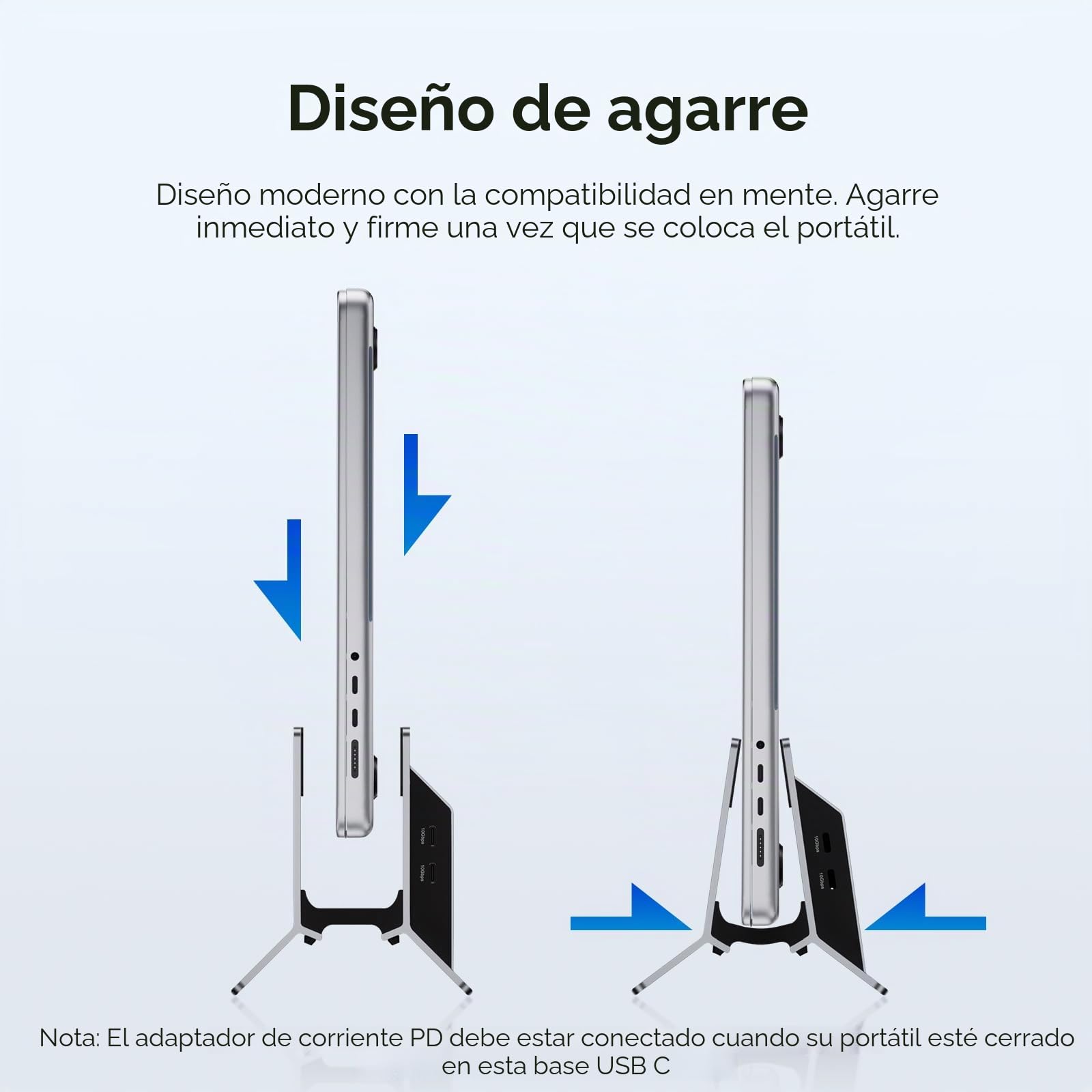 Estación de Acoplamiento Vertical para MacBook con Carcasa M.2 NVMe | PULWTOP Macbook Docking Station con M.2 NVMe SSD, HDMI 4K@60Hz, USB C 10Gbps, SD/TF, RJ45, para Windows y MacBook, Gris