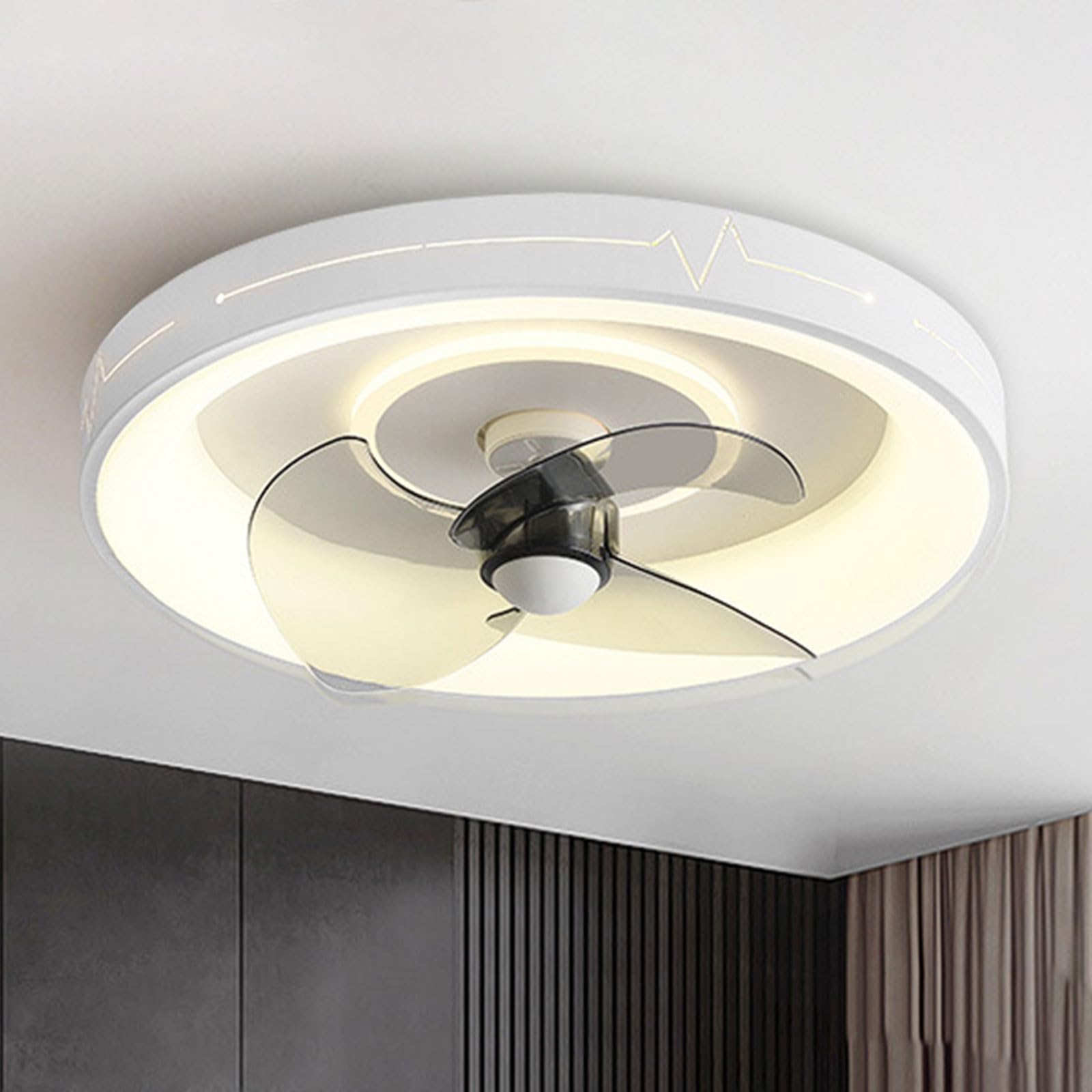 KXEcoLife Modern Dimmable Ceiling Lights Fan Lighting Remote 6 Speeds with Light Indoor Mute 72W LED Colse to for Bedroom Dining Room Entrance