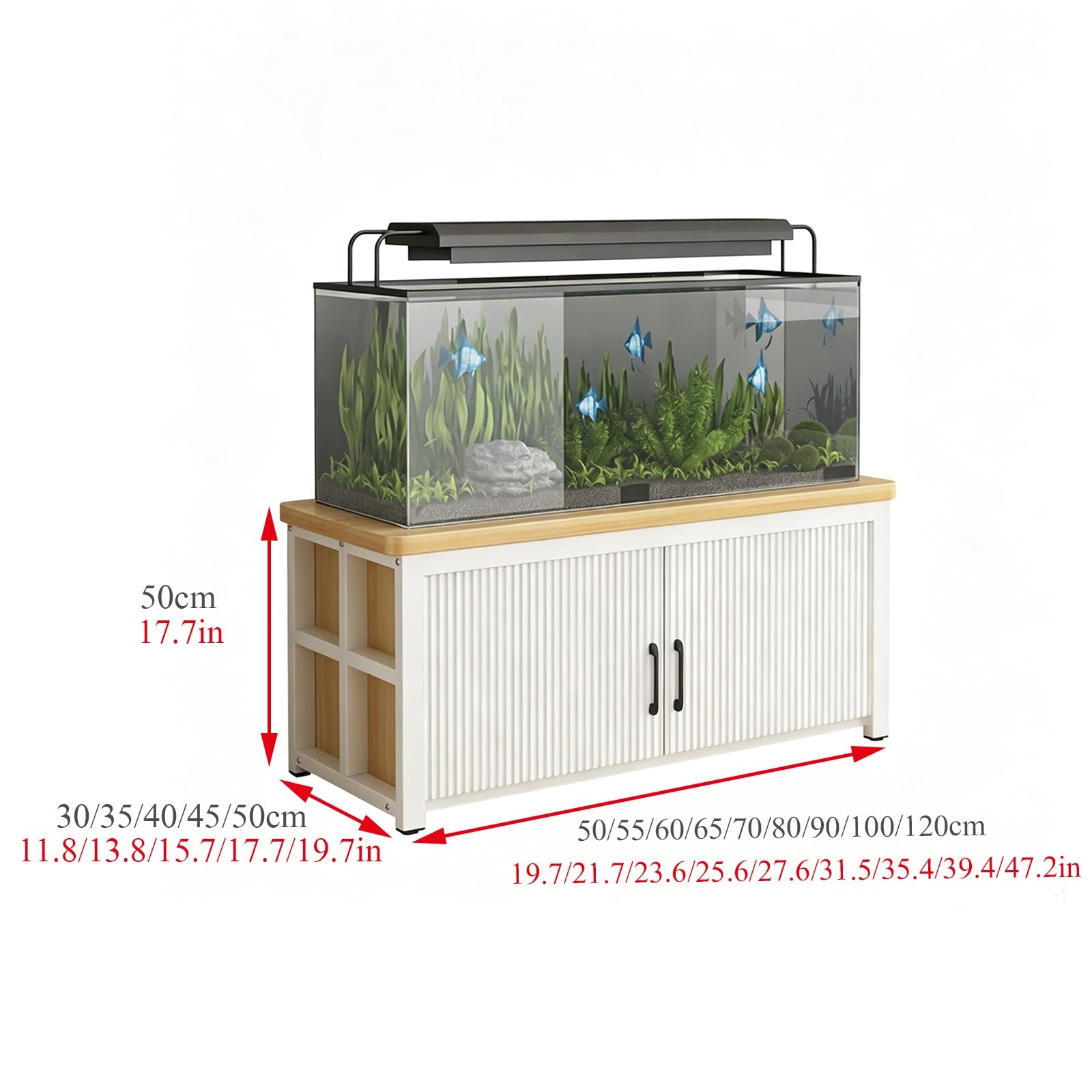 Metalowy Stojak Na Akwarium Szafka Stolik Na Zbiornik Z Zamykanymi | Wytrzymała metalowa szafka na akwarium do przechowywania w domu gabinecie oraz biurze(Black+Gray,31.5x17.7x19.7in)